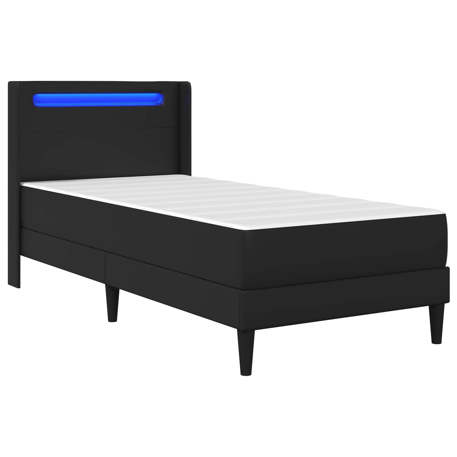 Gultas rāmis ar matraci Melns 90 x 190 cm Mākslīgā āda