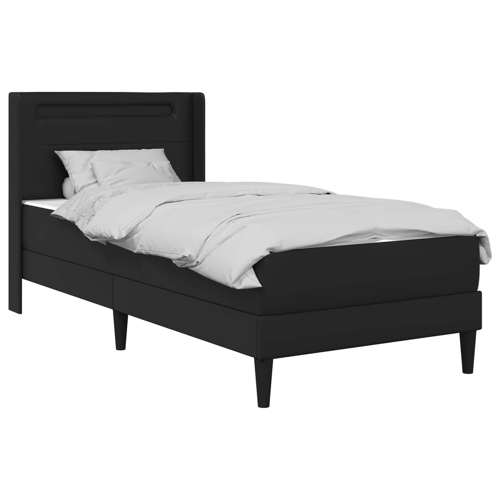 Gultas rāmis ar matraci Melns 90 x 190 cm Mākslīgā āda