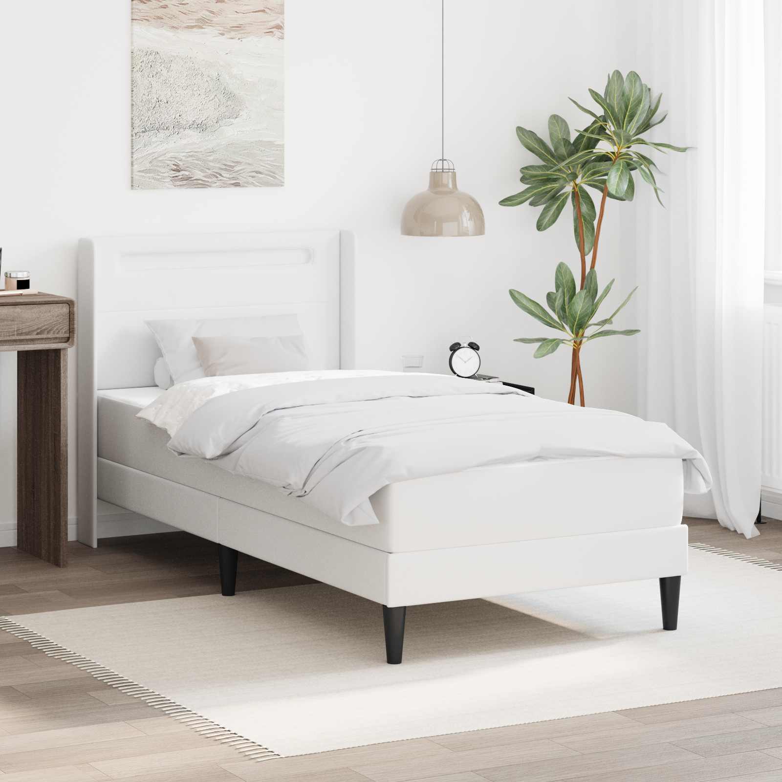 Lovos rėmas su čiužiniu Balta 100 x 200 cm Dirbtinė oda