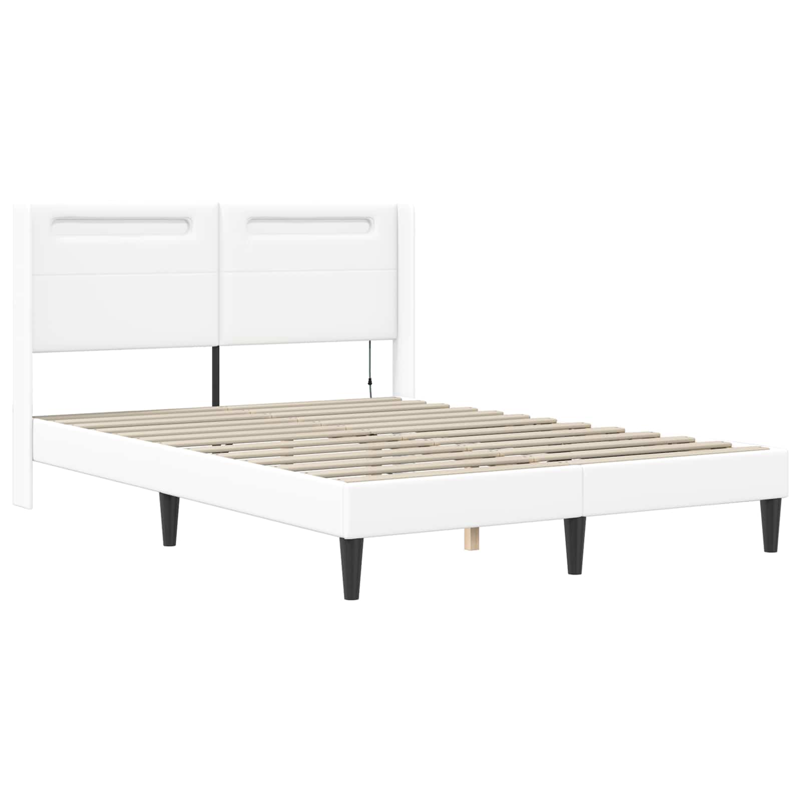 Gultas rāmis ar matraci Balts 140 x 190 cm Mākslīgā āda
