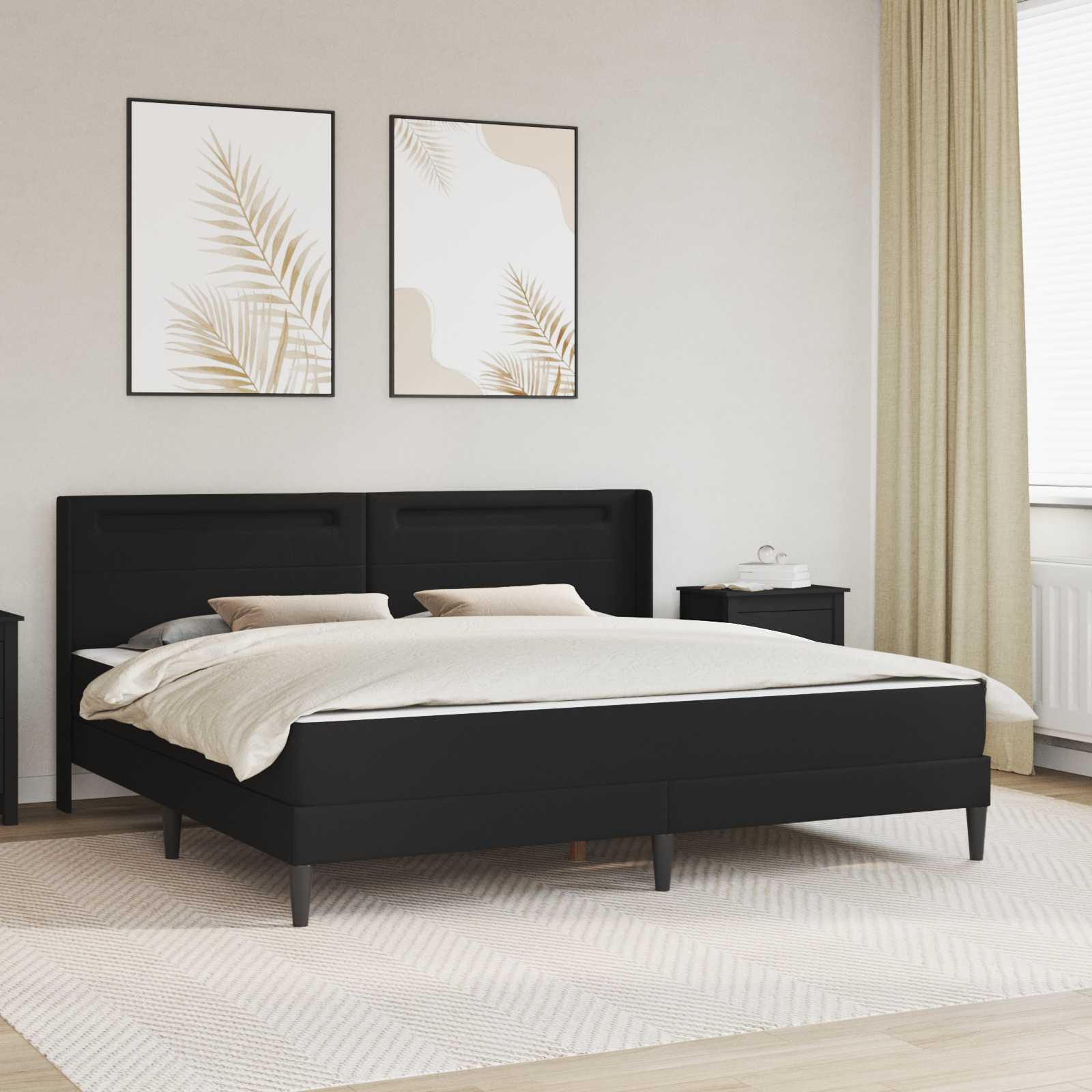 Lovos rėmas su čiužiniu Juoda 180 x 200 cm Dirbtinė oda