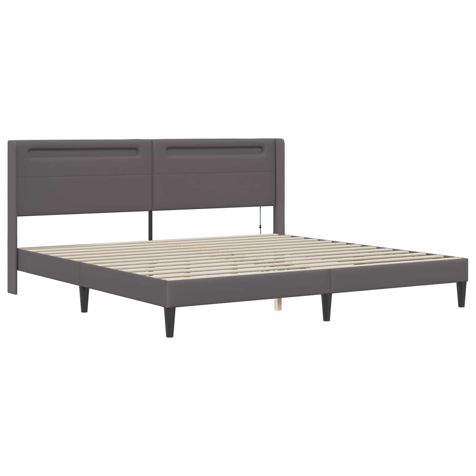 Lovos rėmas su čiužiniu Pilka 200 x 200 cm Dirbtinė oda