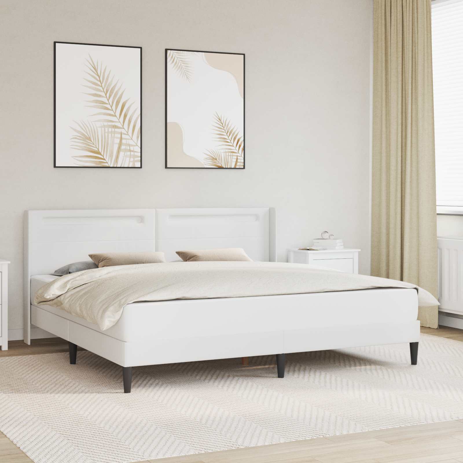 Lovos rėmas su čiužiniu Balta 200 x 200 cm Dirbtinė oda