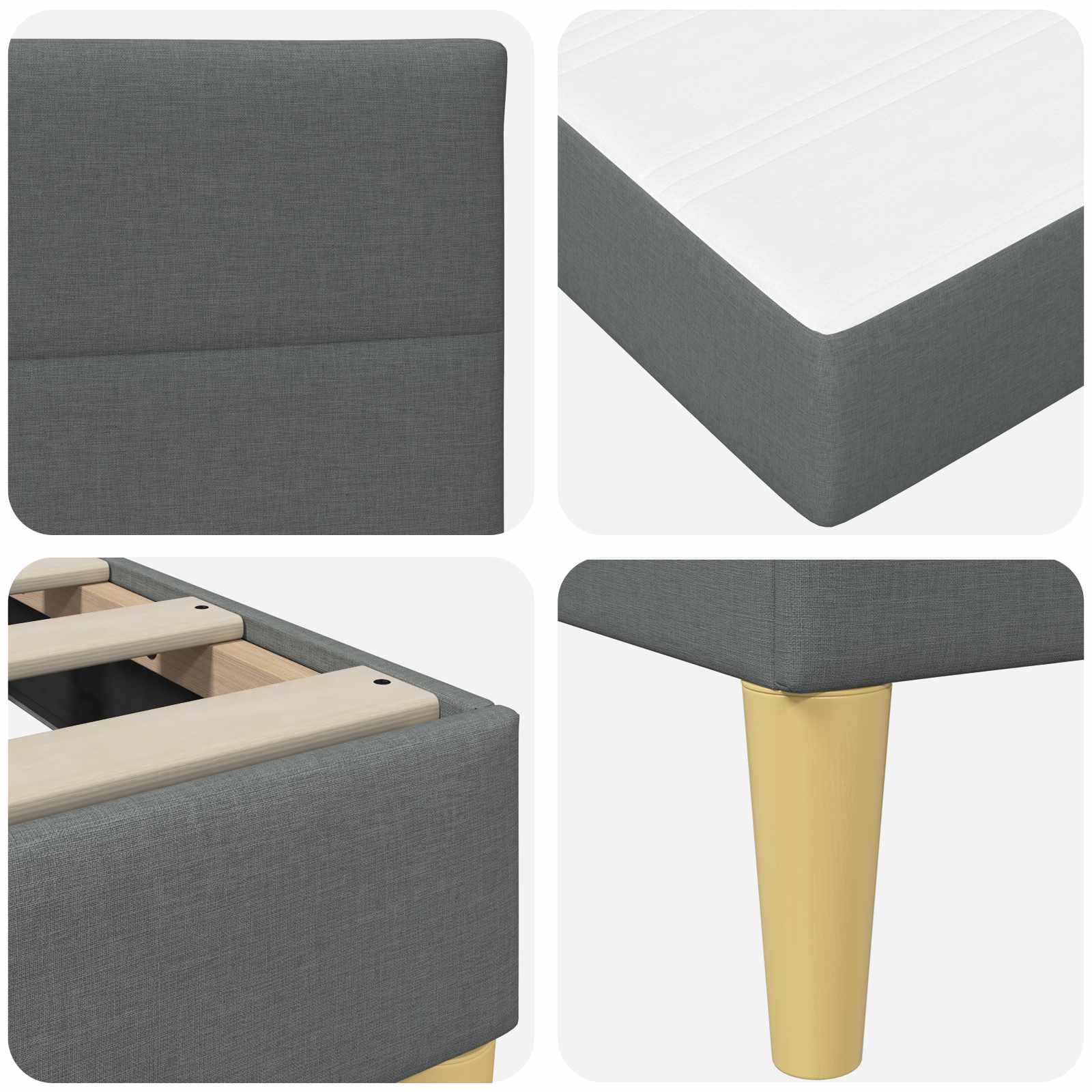 Bed frame Dark grey 90 x 200 cm Polyester