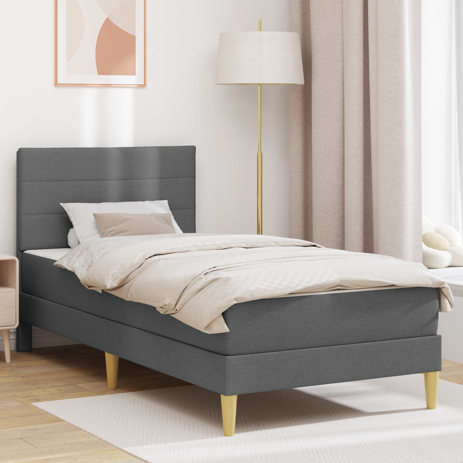 Bed frame Dark grey 90 x 200 cm Polyester