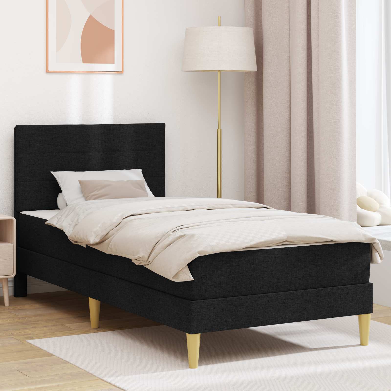 Gultas rāmis Melns 90 x 200 cm Poliesters