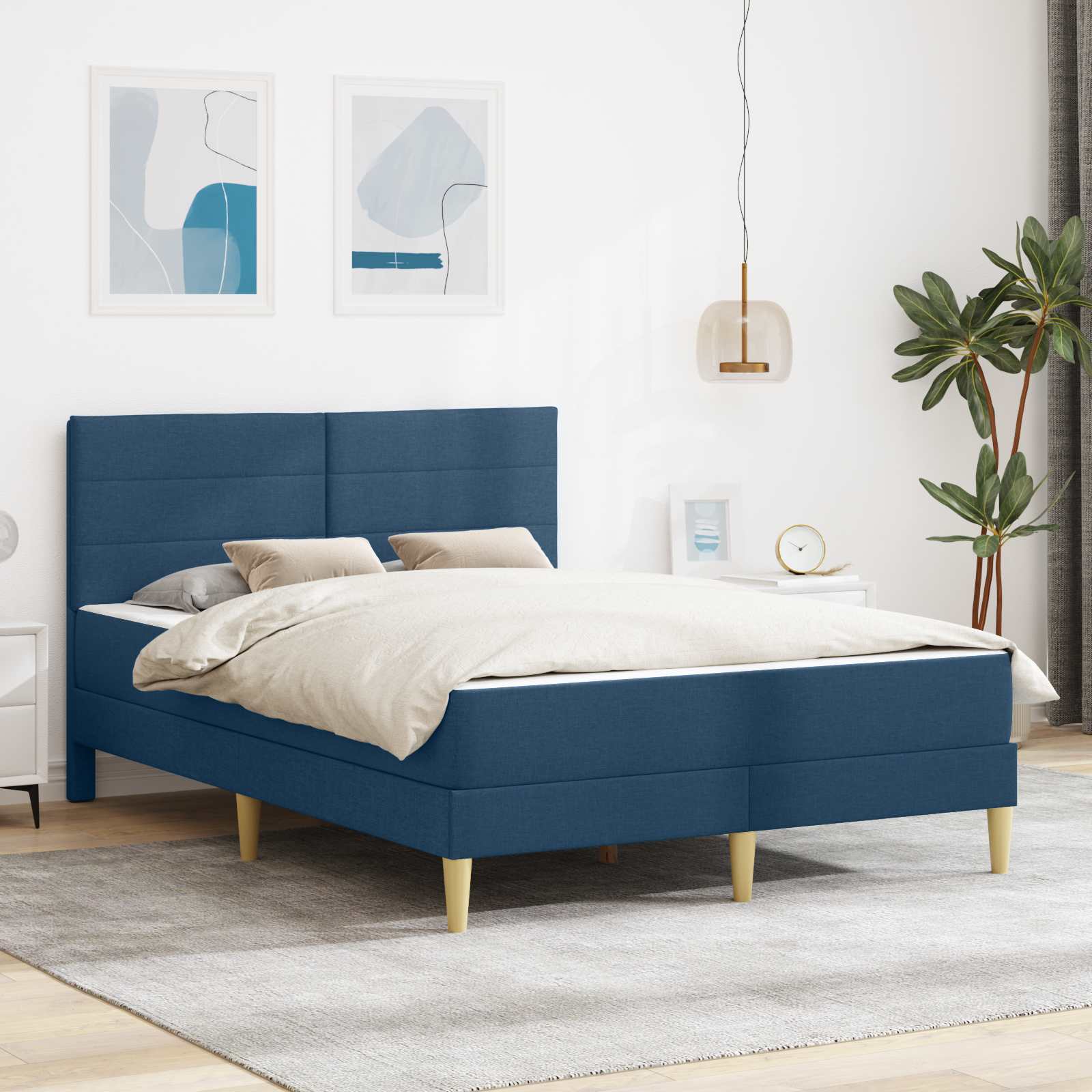 Bed Frame Blue 160 x 200 cm Polyester
