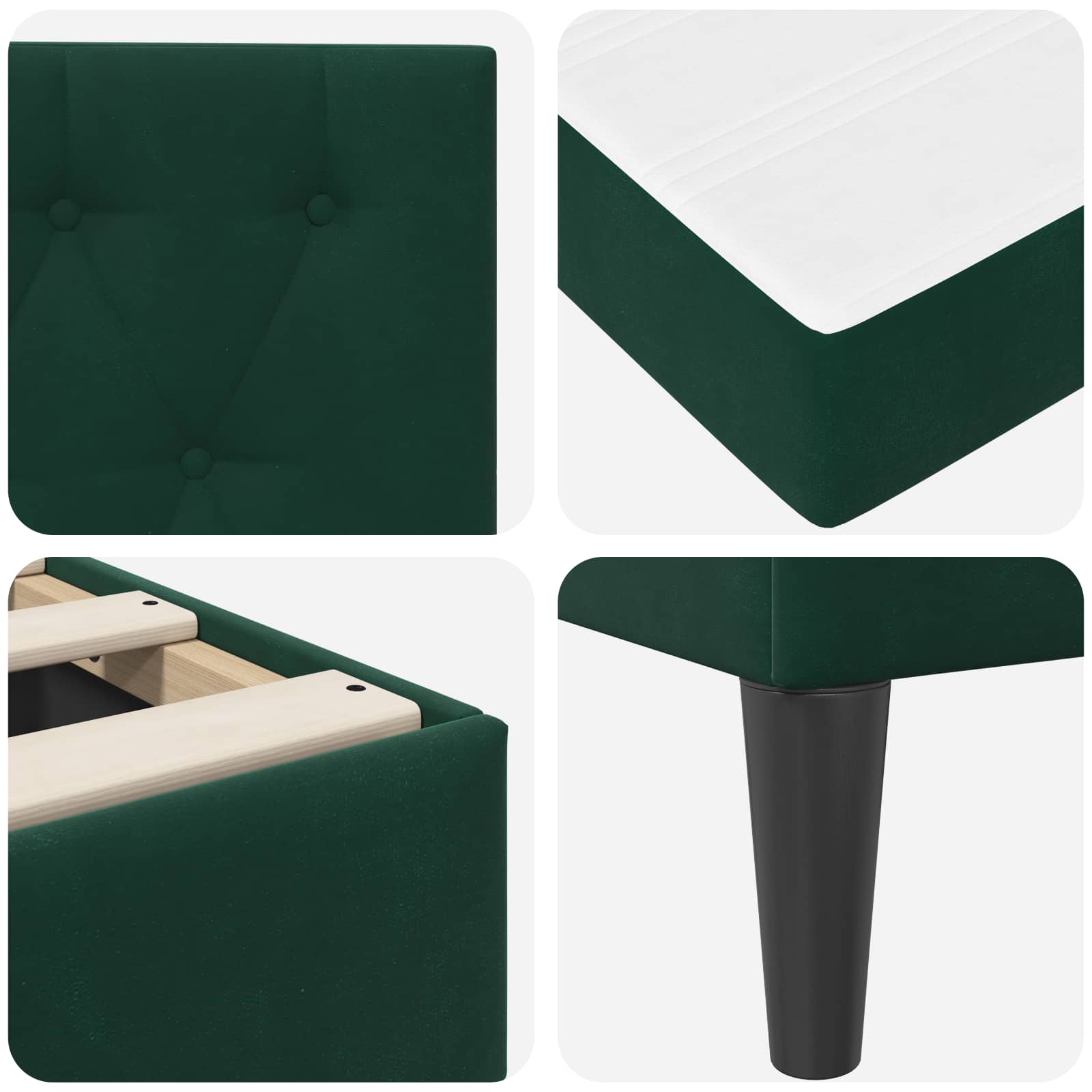 Bed frame with mattress Dark green 90 x 190 cm Velvet