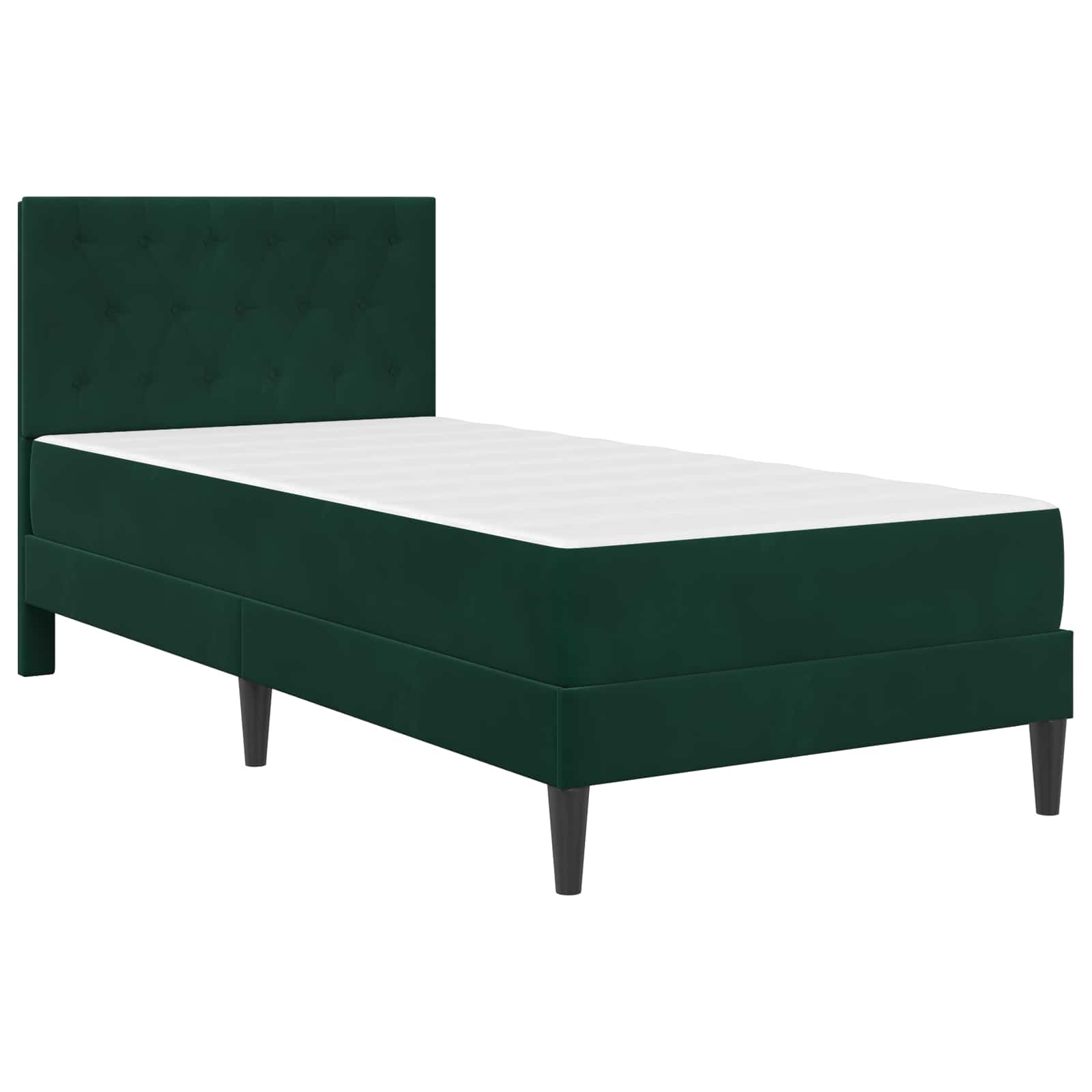 Bed frame with mattress Dark green 90 x 190 cm Velvet