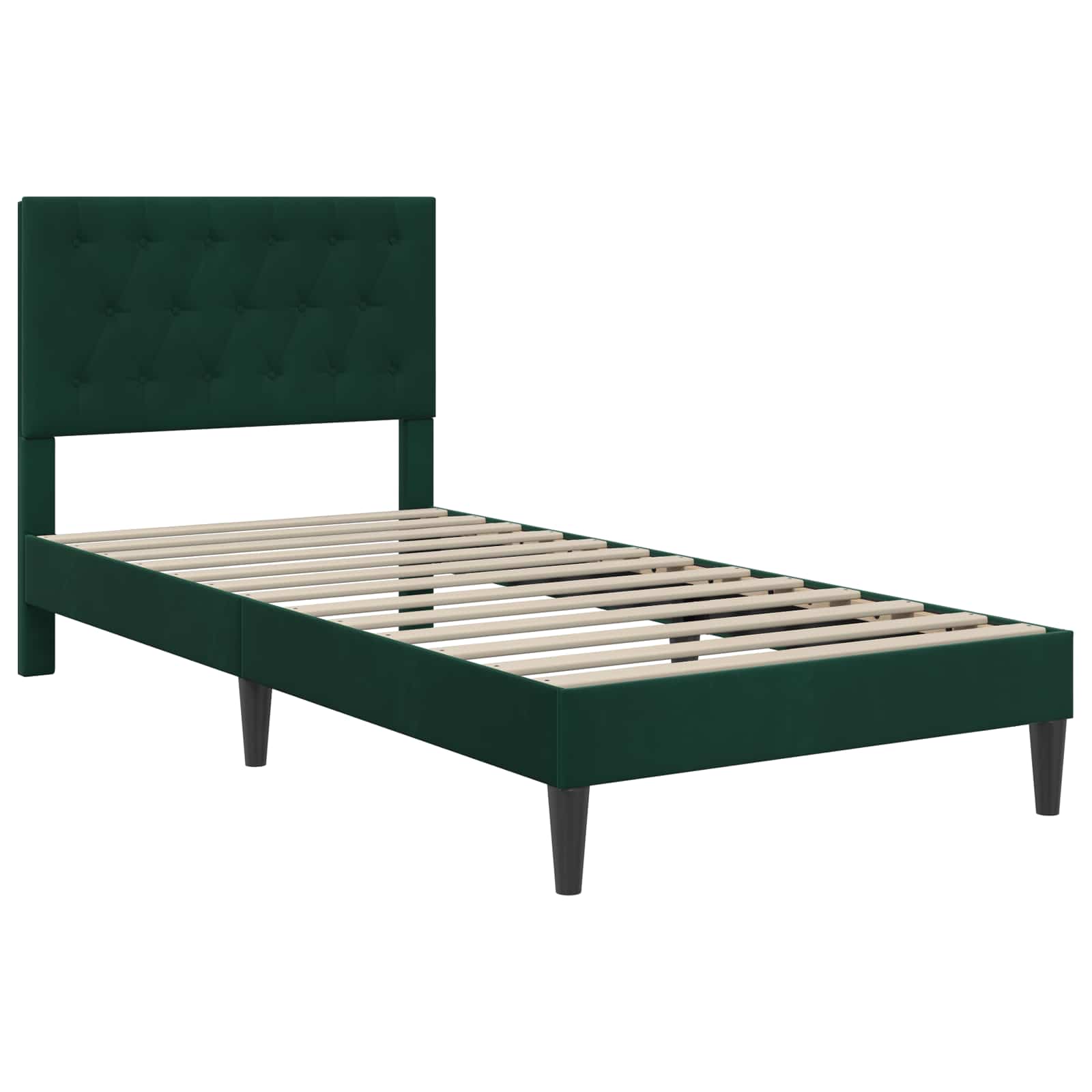 Bed frame with mattress Dark green 90 x 190 cm Velvet