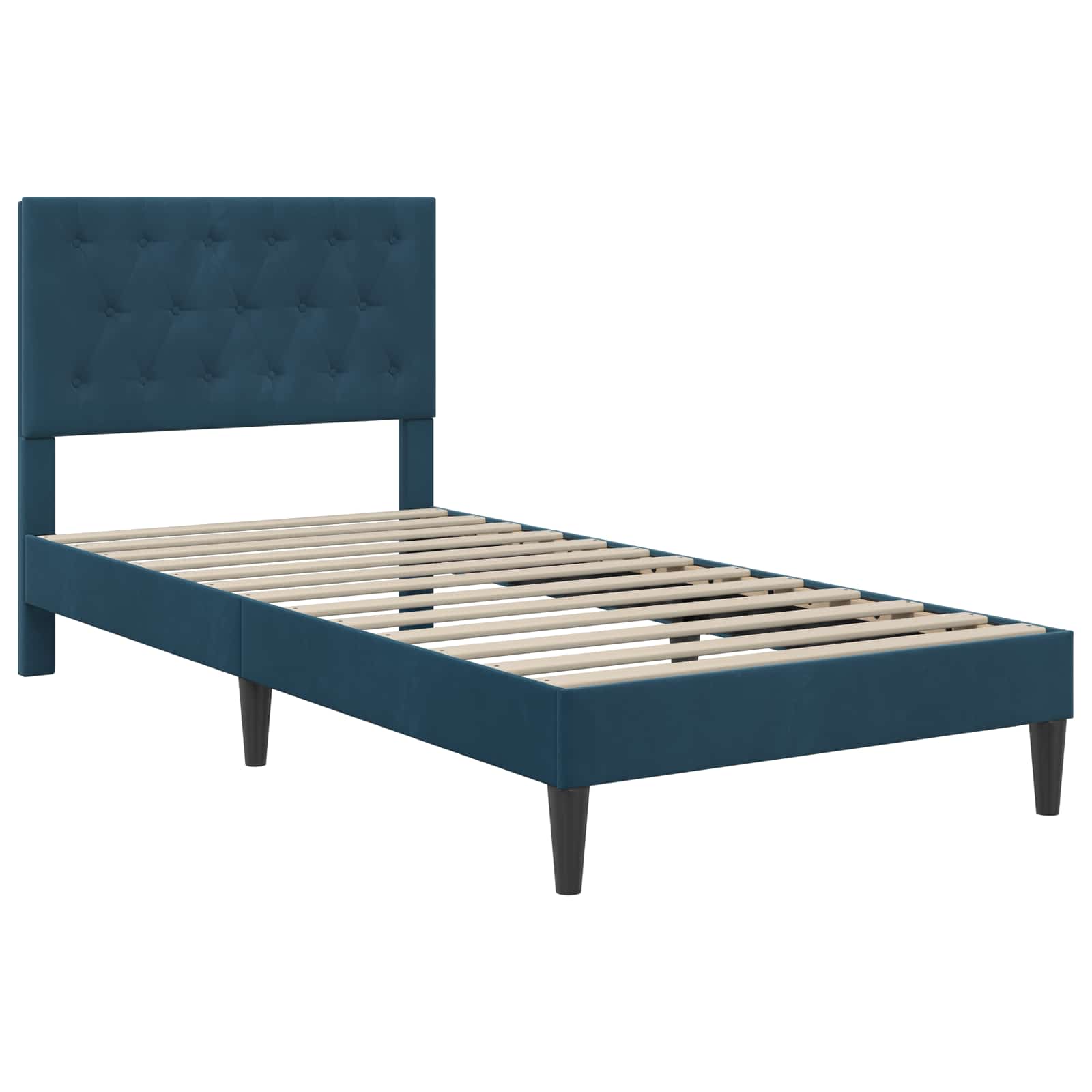 Gultas rāmis ar matraci Zils 90 x 200 cm Samts