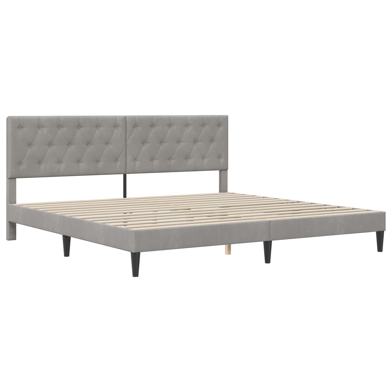 Lovos rėmas su čiužiniu Šviesiai pilka 200 x 200 cm Aksomas