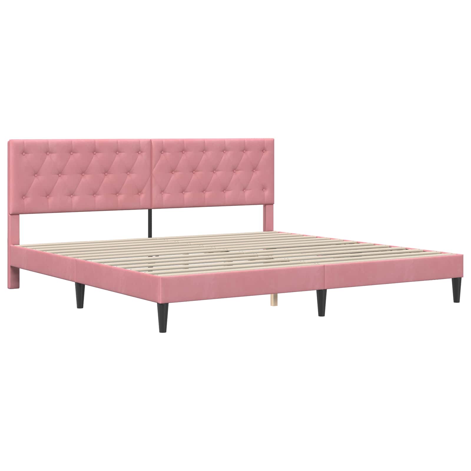 Gultas rāmis ar matraci Rozā 200 x 200 cm Samts