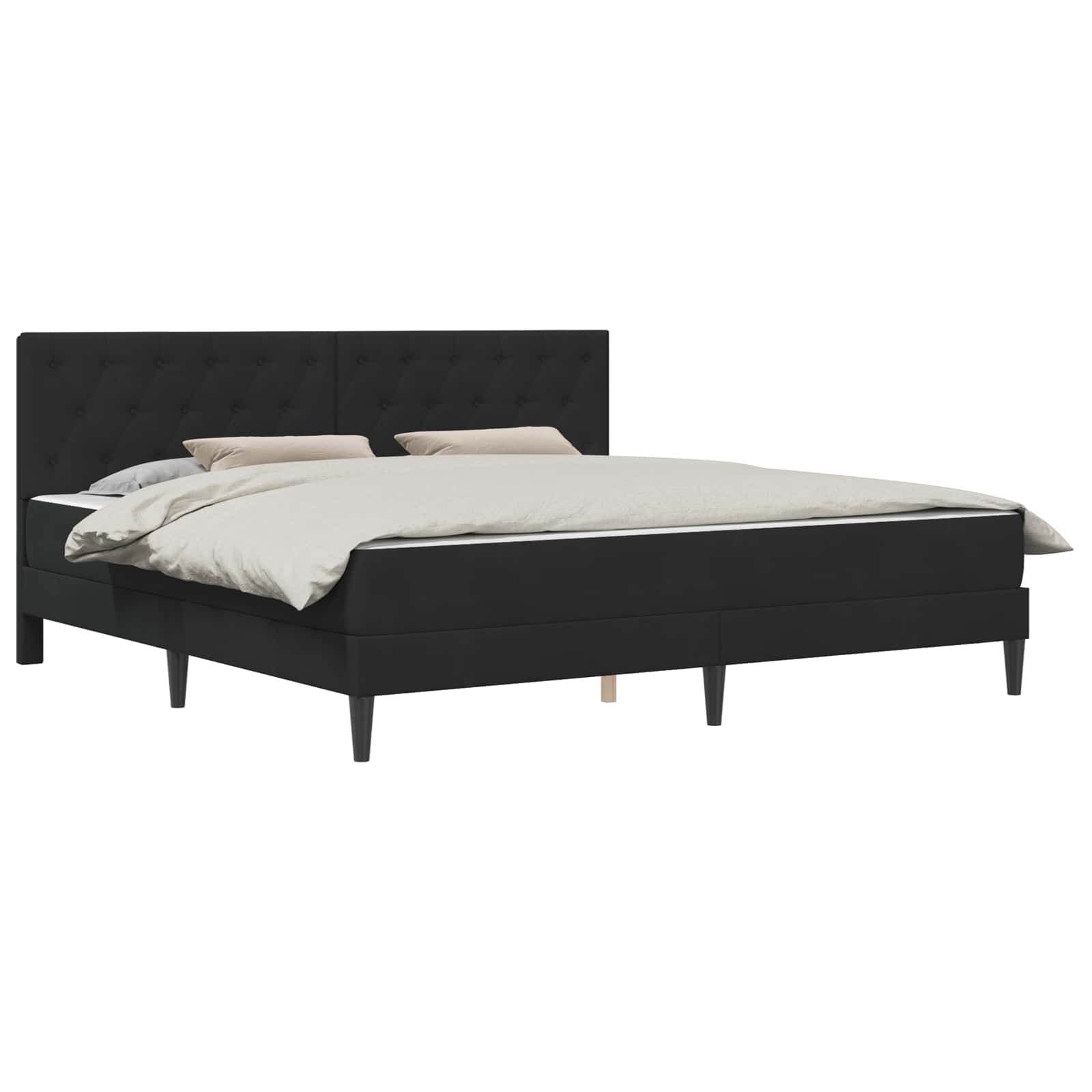 Gultas rāmis ar matraci Melns 200 x 200 cm Samts