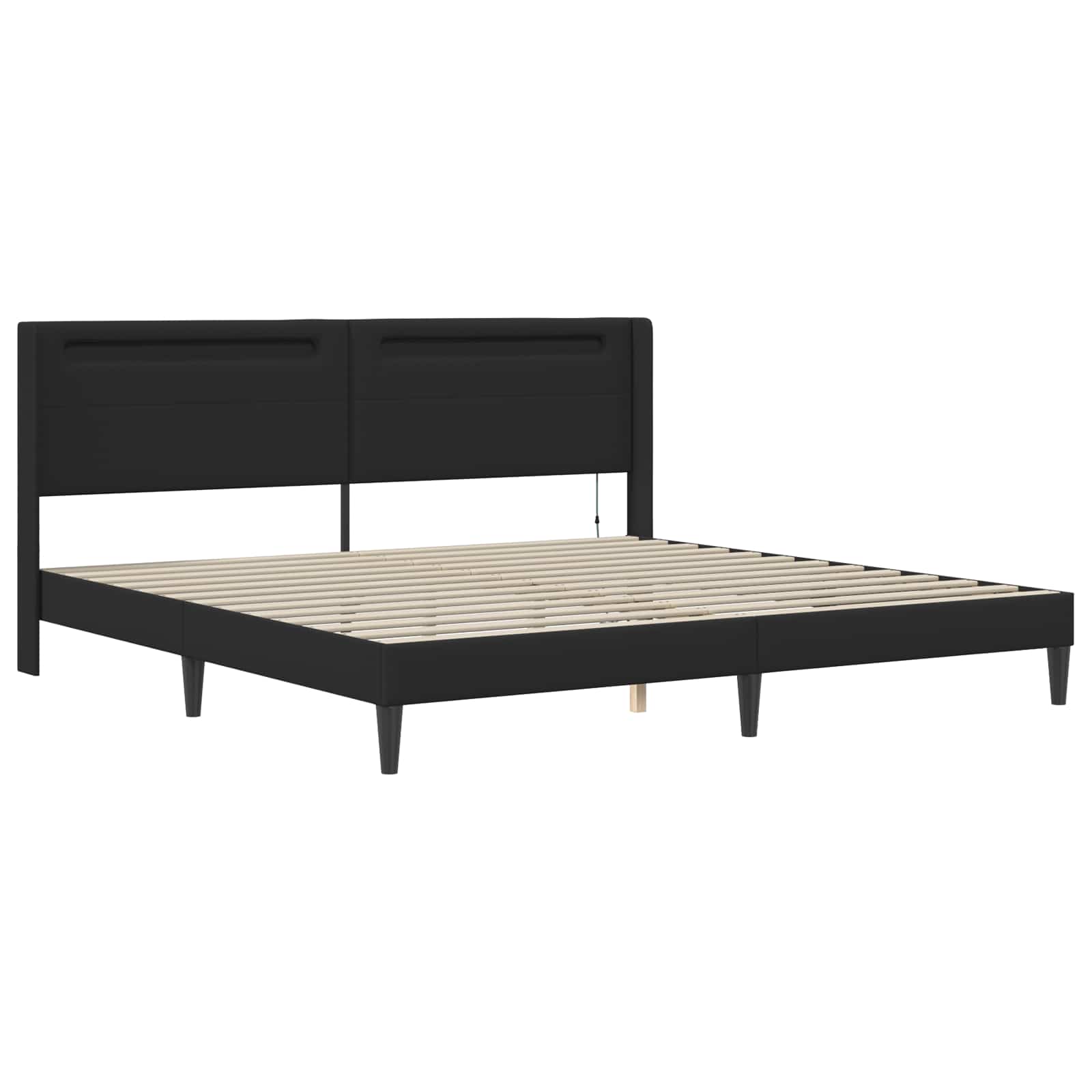 Lovos rėmas su čiužiniu Juodas 180 x 200 cm Dirbtinė oda
