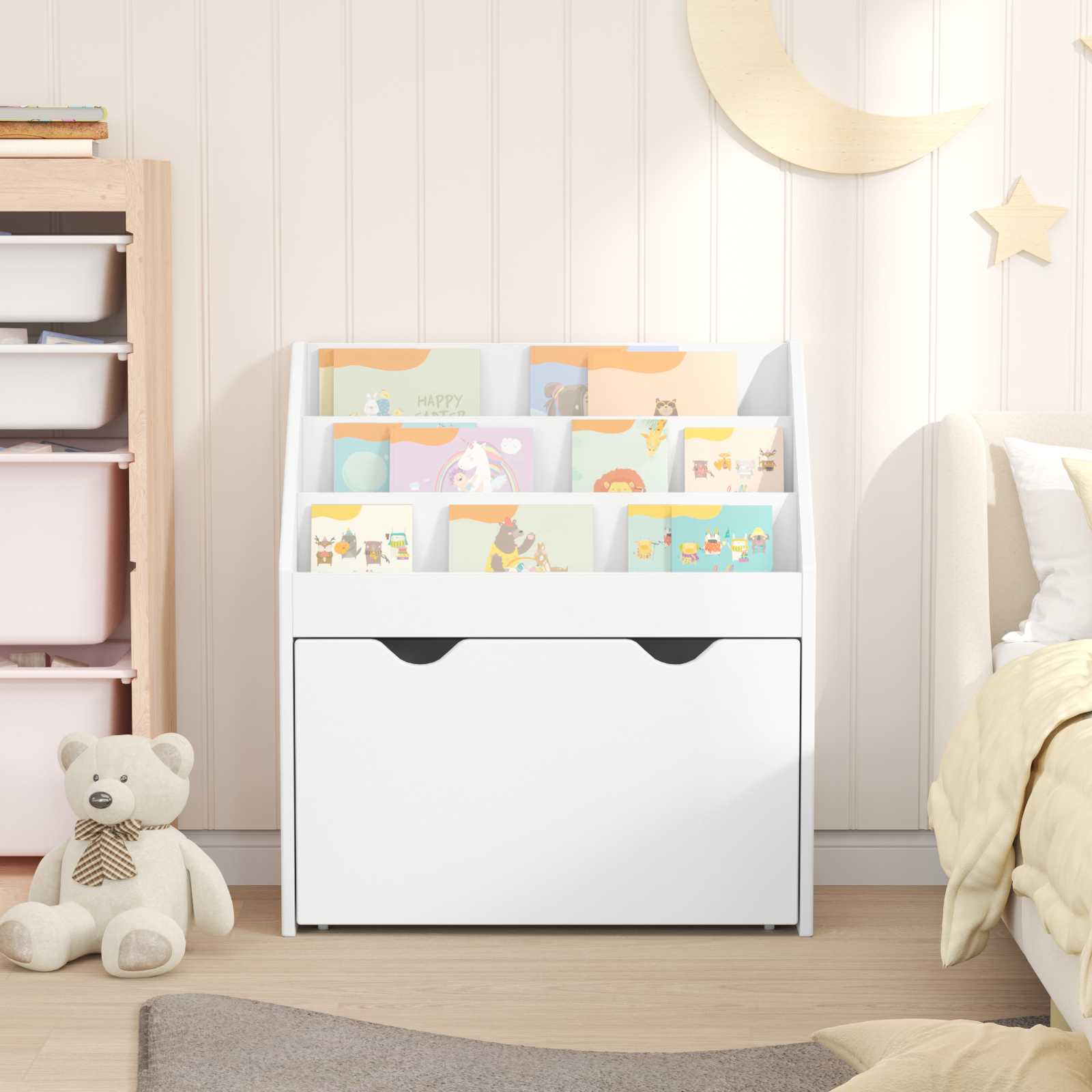Kids Bookcase White 60 x 29.5 x 69 cm Engineered Wood