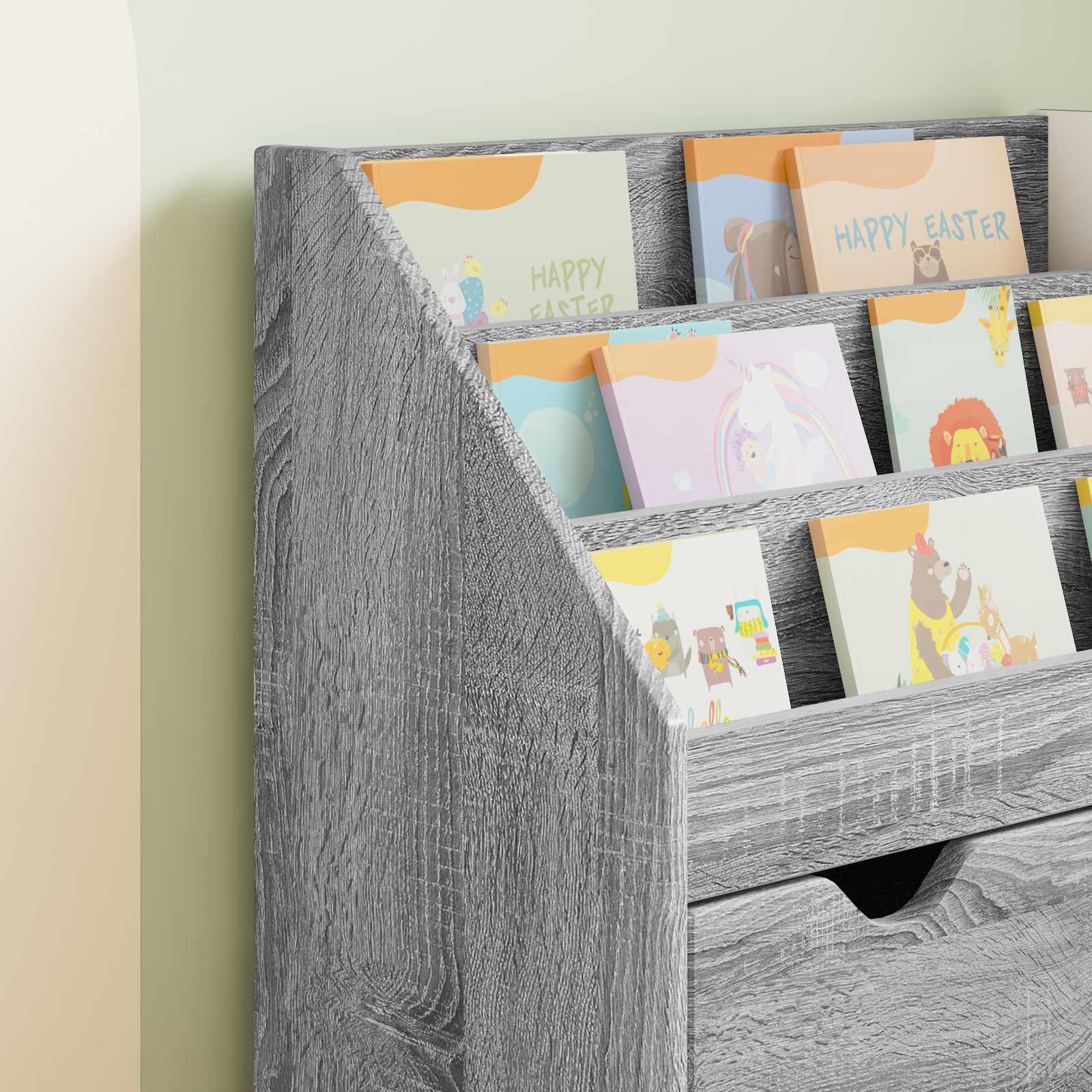 Kids Bookcase with Drawer Grey Sonoma 60 x 29.5 x 69 cm