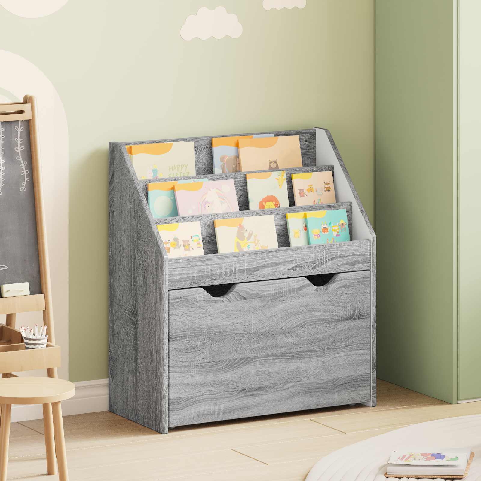 Kids Bookcase with Drawer Grey Sonoma 60 x 29.5 x 69 cm