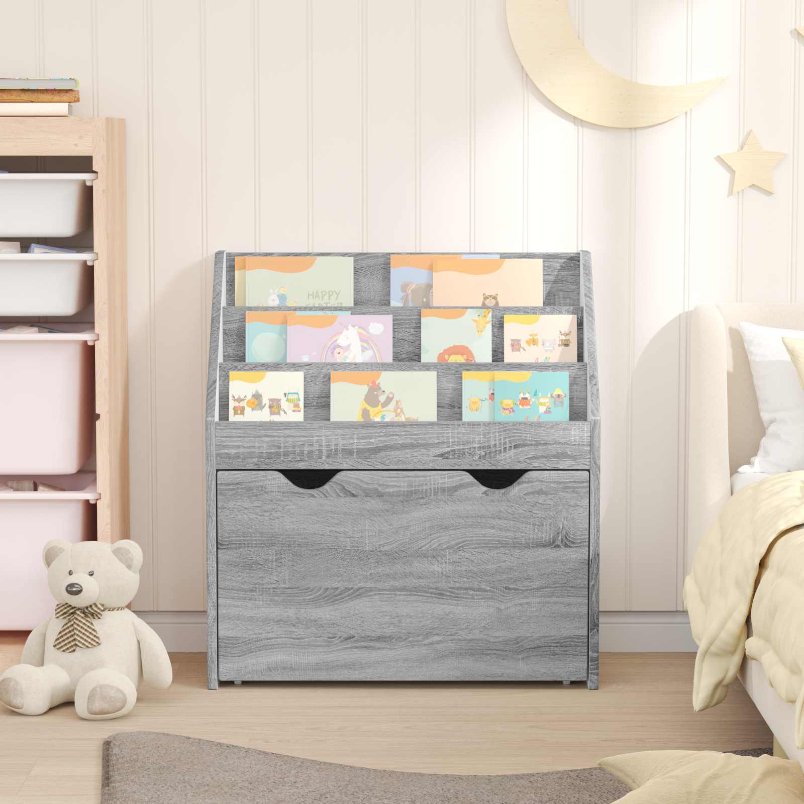 Kids Bookcase with Drawer Grey Sonoma 60 x 29.5 x 69 cm