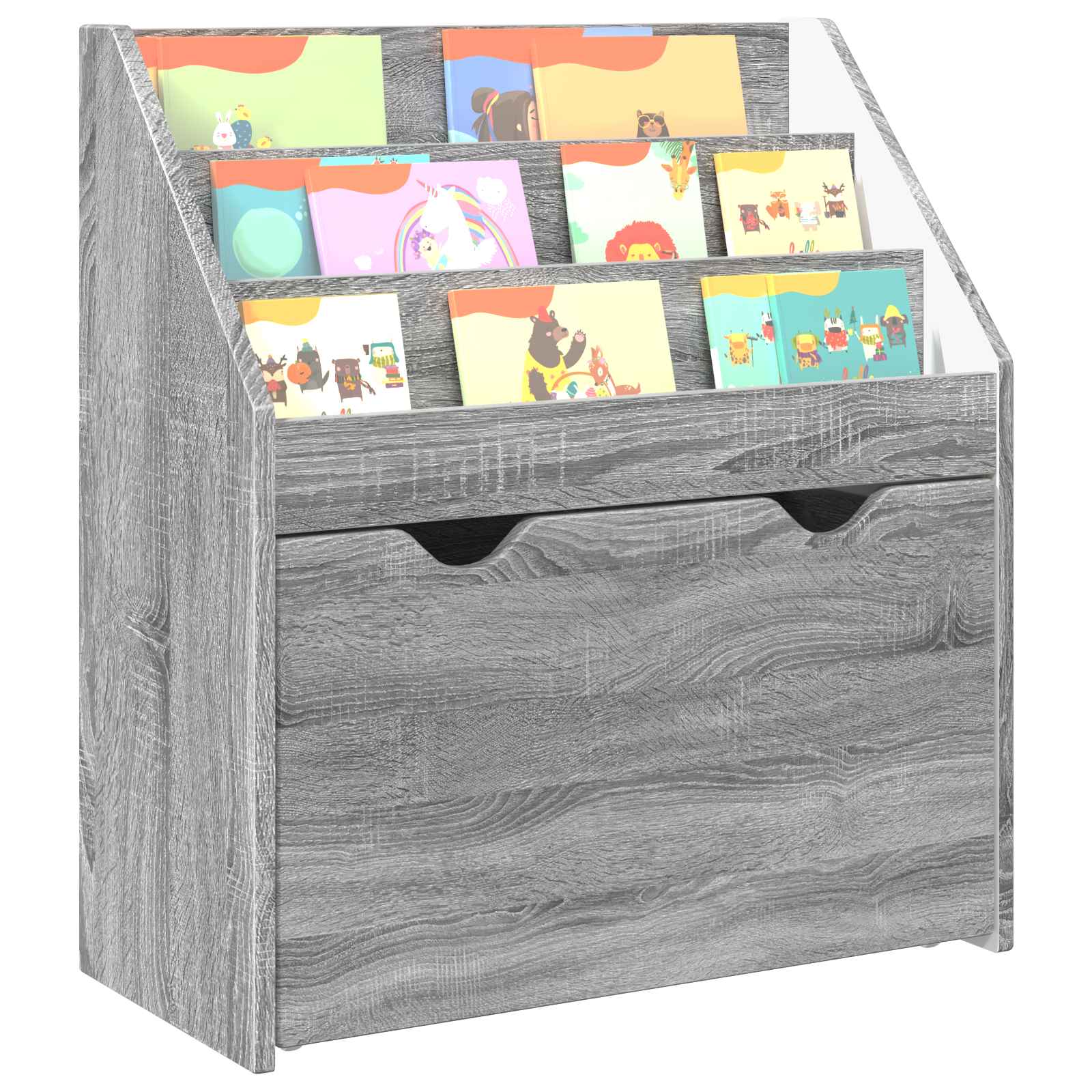 Kids Bookcase with Drawer Grey Sonoma 60 x 29.5 x 69 cm
