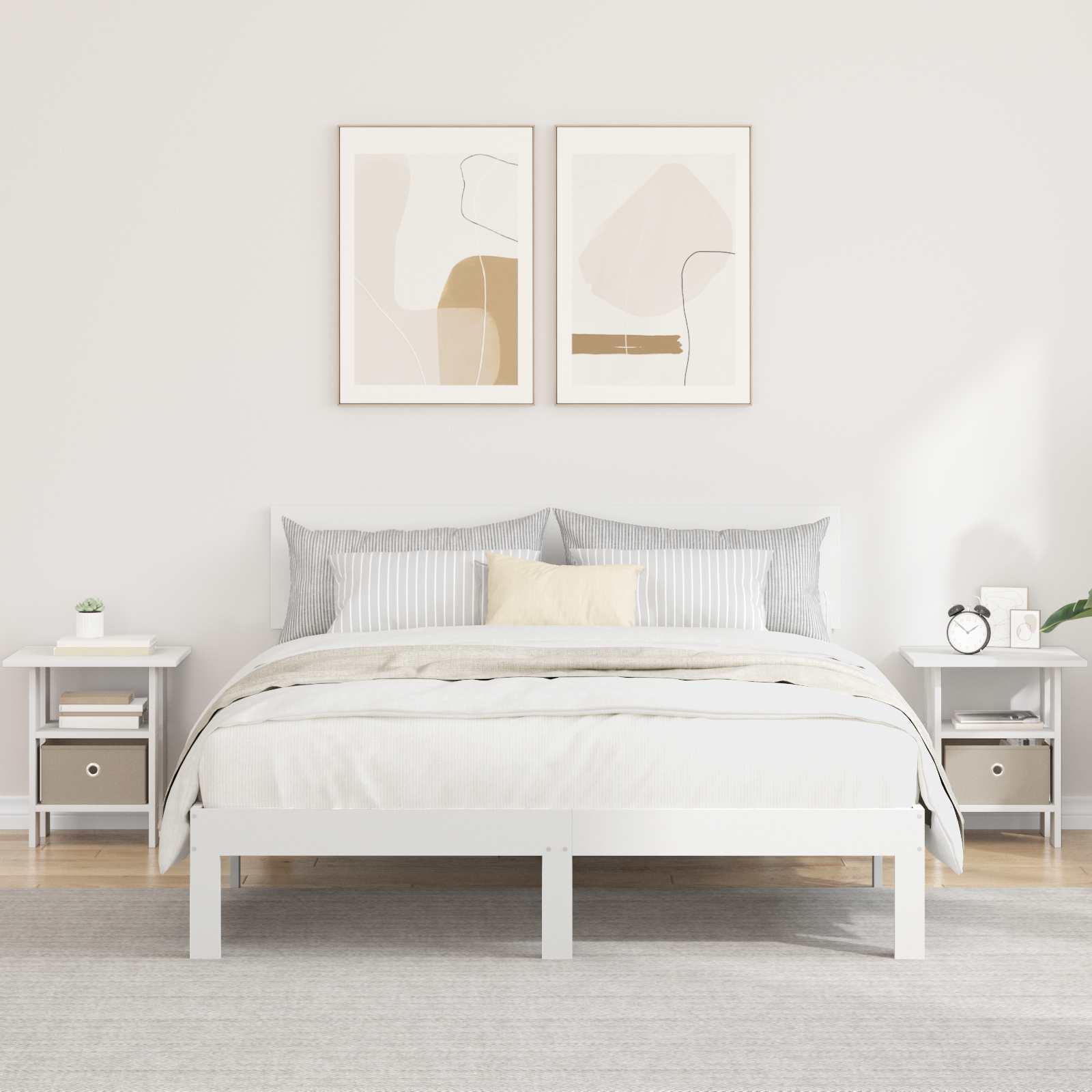Naktinis staliukas 2 pcs Balta 41 x 40 x 45 cm Apdirbta mediena