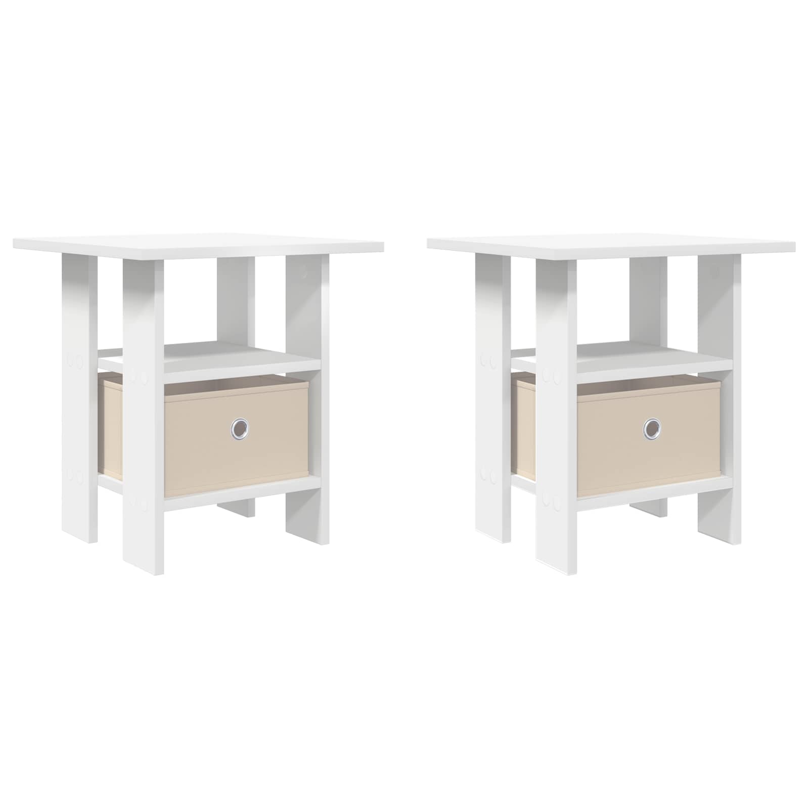 Naktinis staliukas 2 pcs Balta 41 x 40 x 45 cm Apdirbta mediena