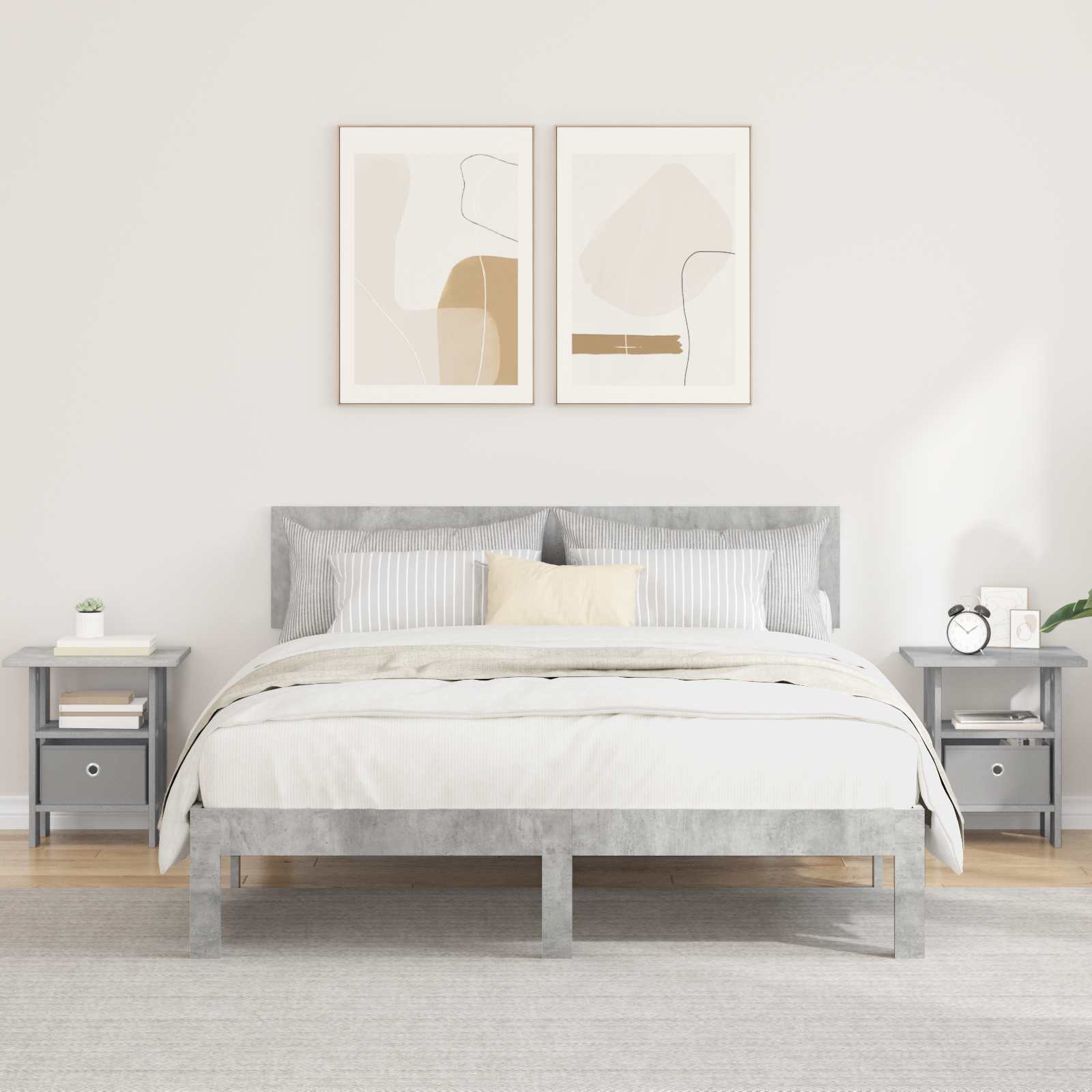 Naktinis staliukas 2 pcs Betono pilka 41 x 40 x 45 cm