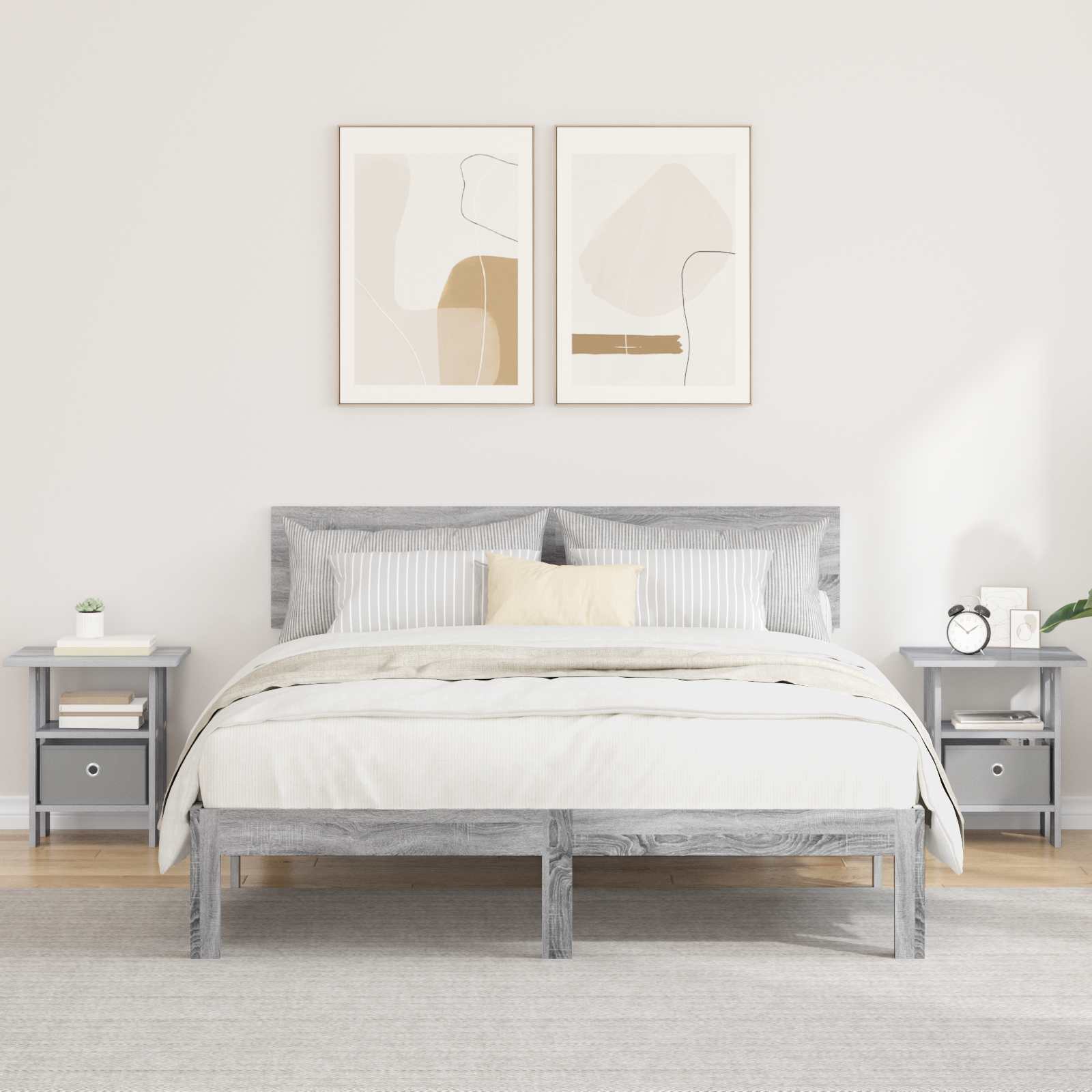 Naktinis staliukas 2 pcs Pilkas Sonoma 41 x 40 x 45 cm