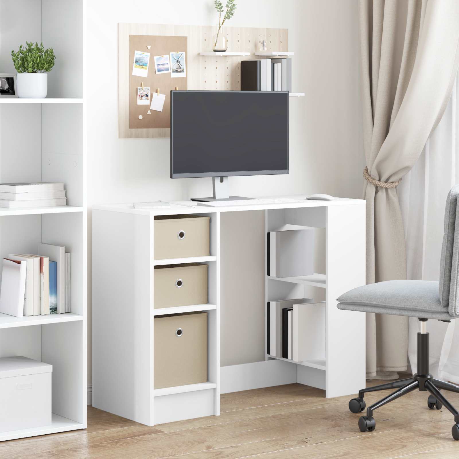 Galds ar atvilktnēm Balts 100 x 40 x 75 cm Apstrādāta koksne