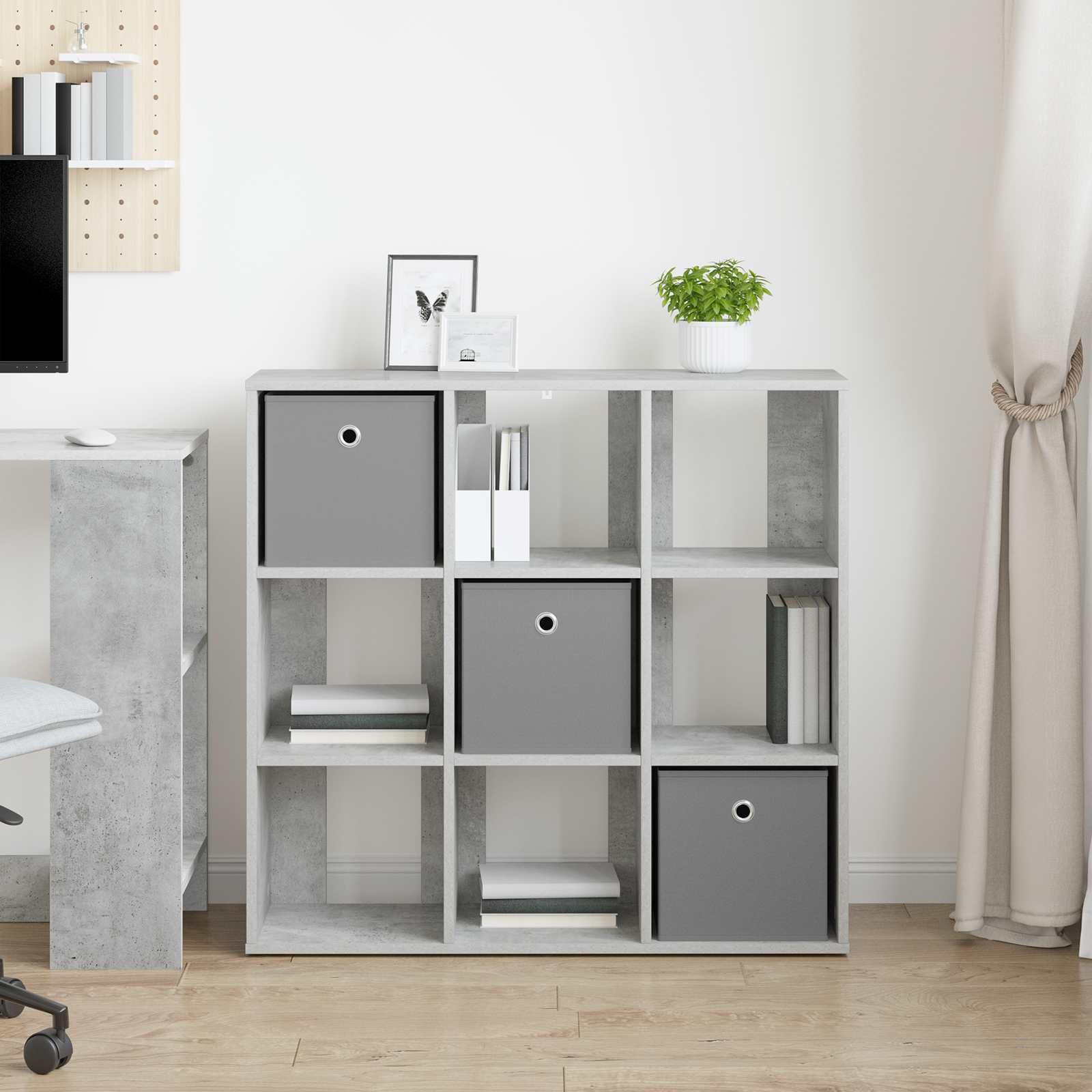 Kumode ar atvilktnēm Betona pelēka 88,5 x 29 x 84,5 cm