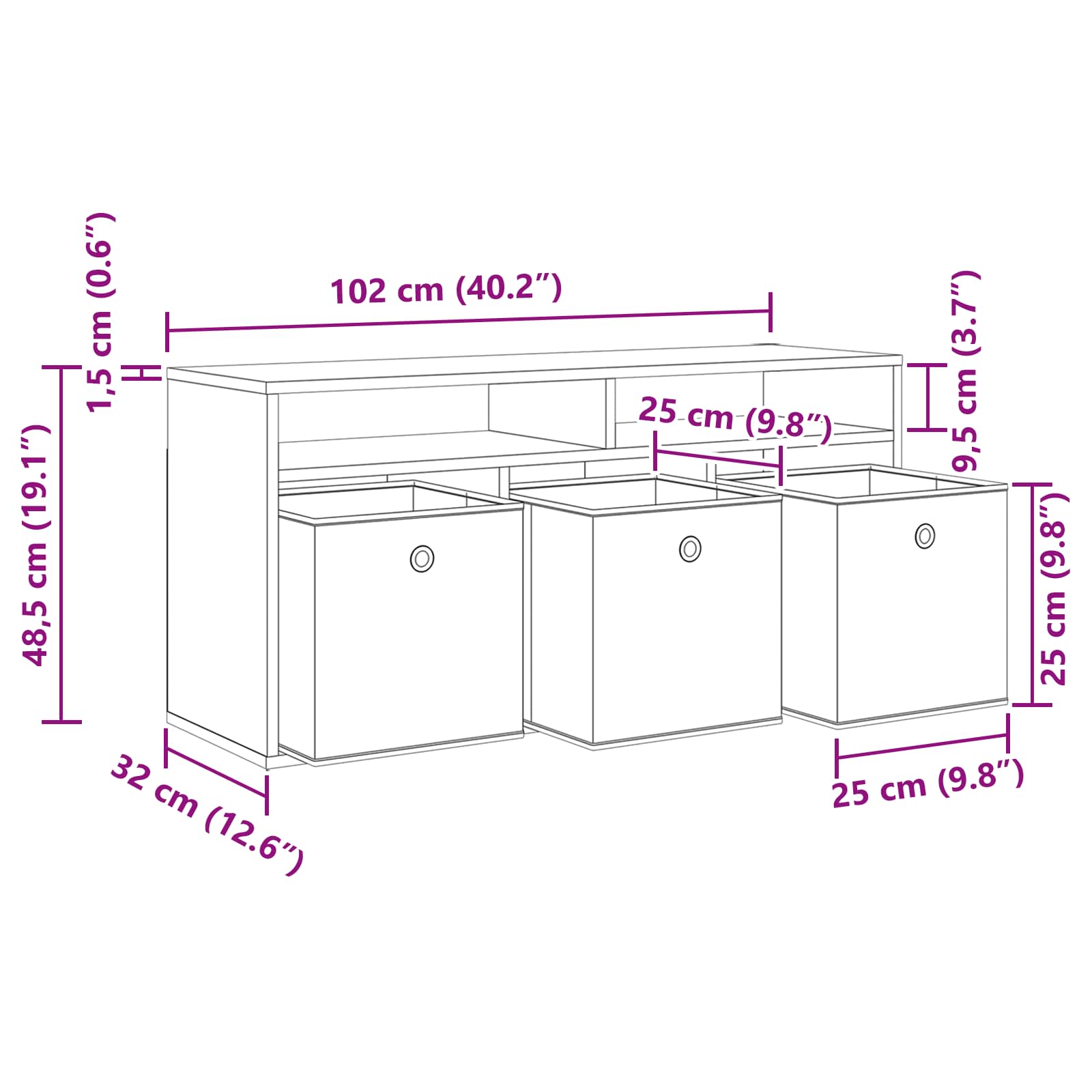 Zems galds ar atvilktnēm Balts 102 x 32 x 48,5 cm