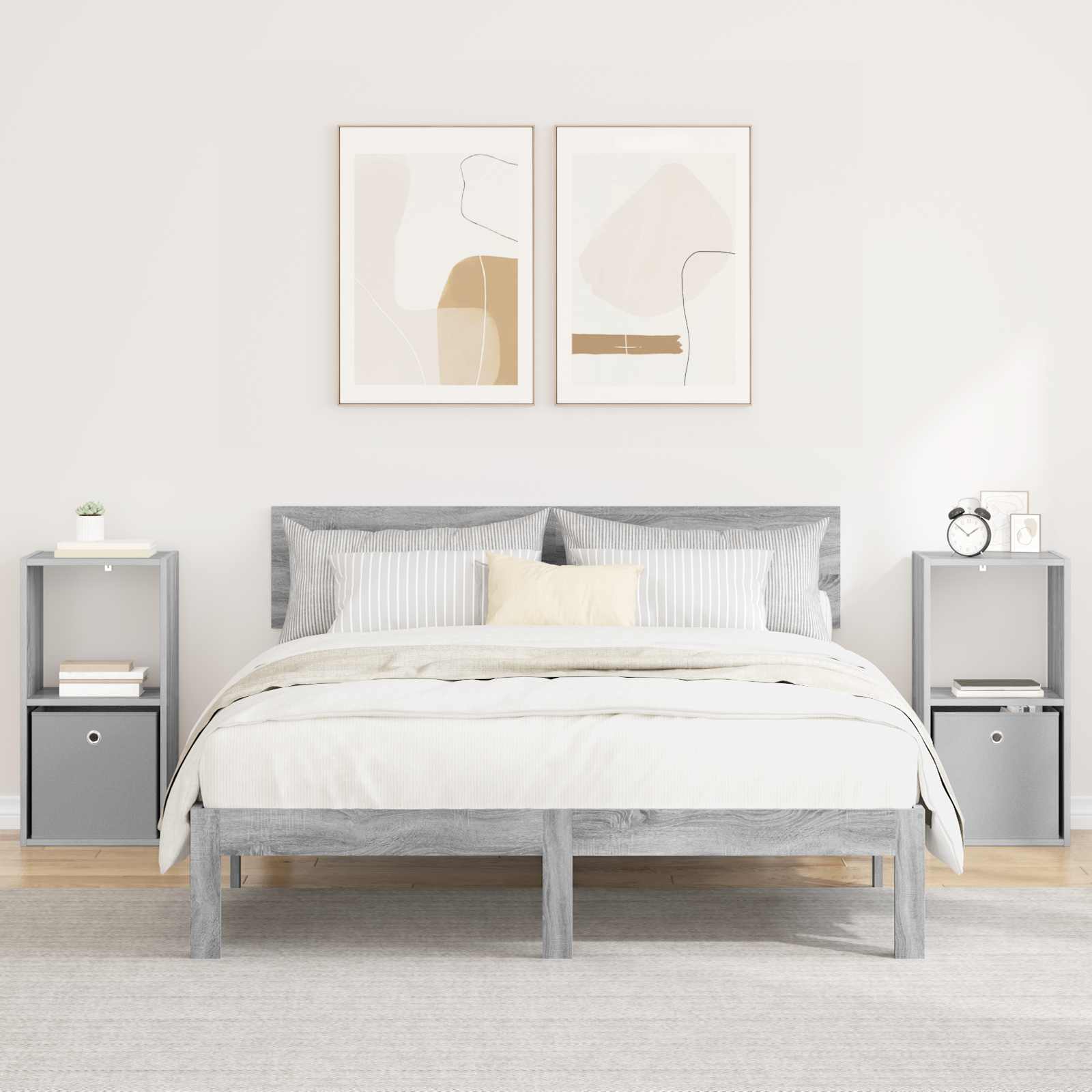 Naktinis staliukas 2 pcs Pilkas Sonoma 35 x 32 x 68,5 cm