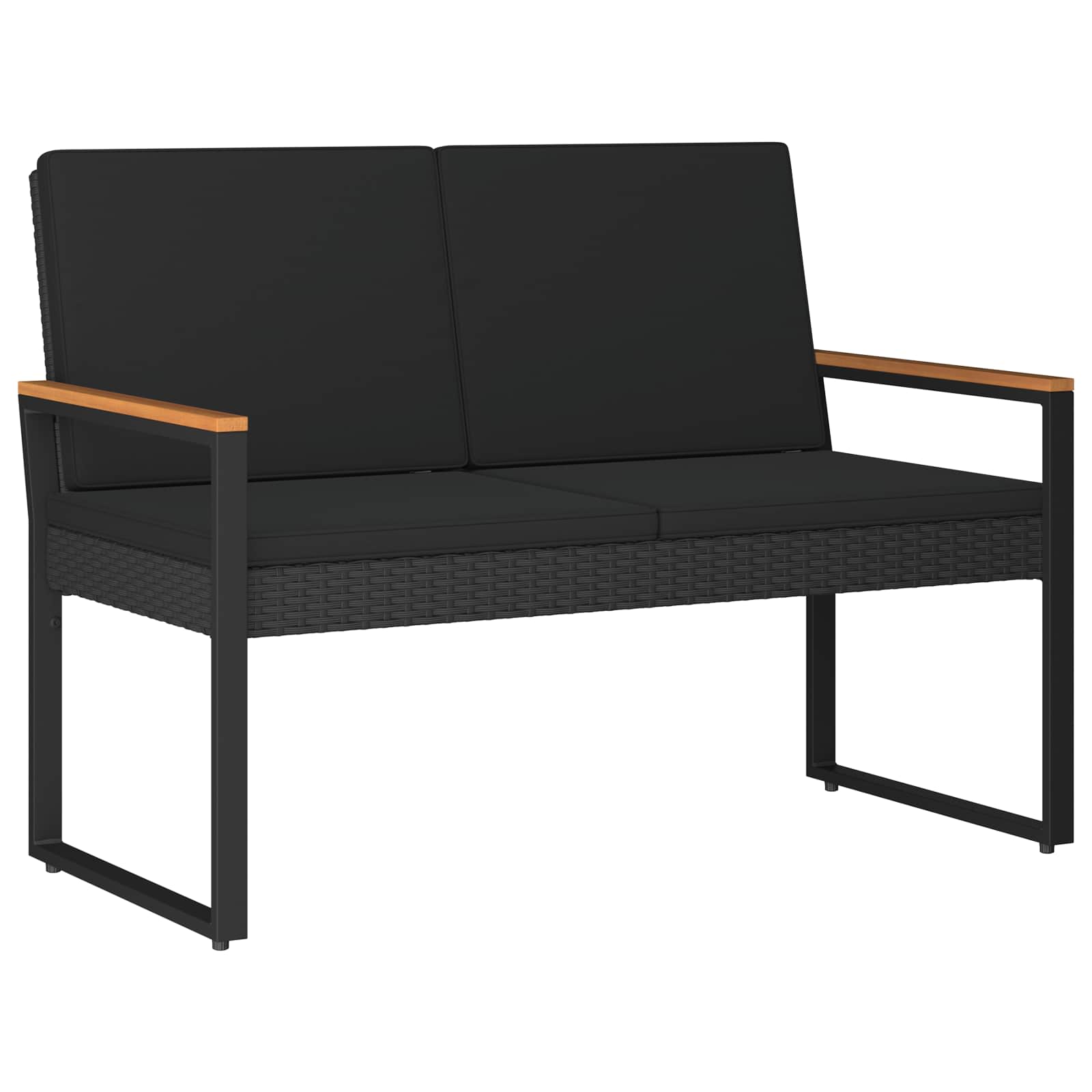 Lauko suolas su pagalve Juoda 107 x 61 x 80 cm poliratanas