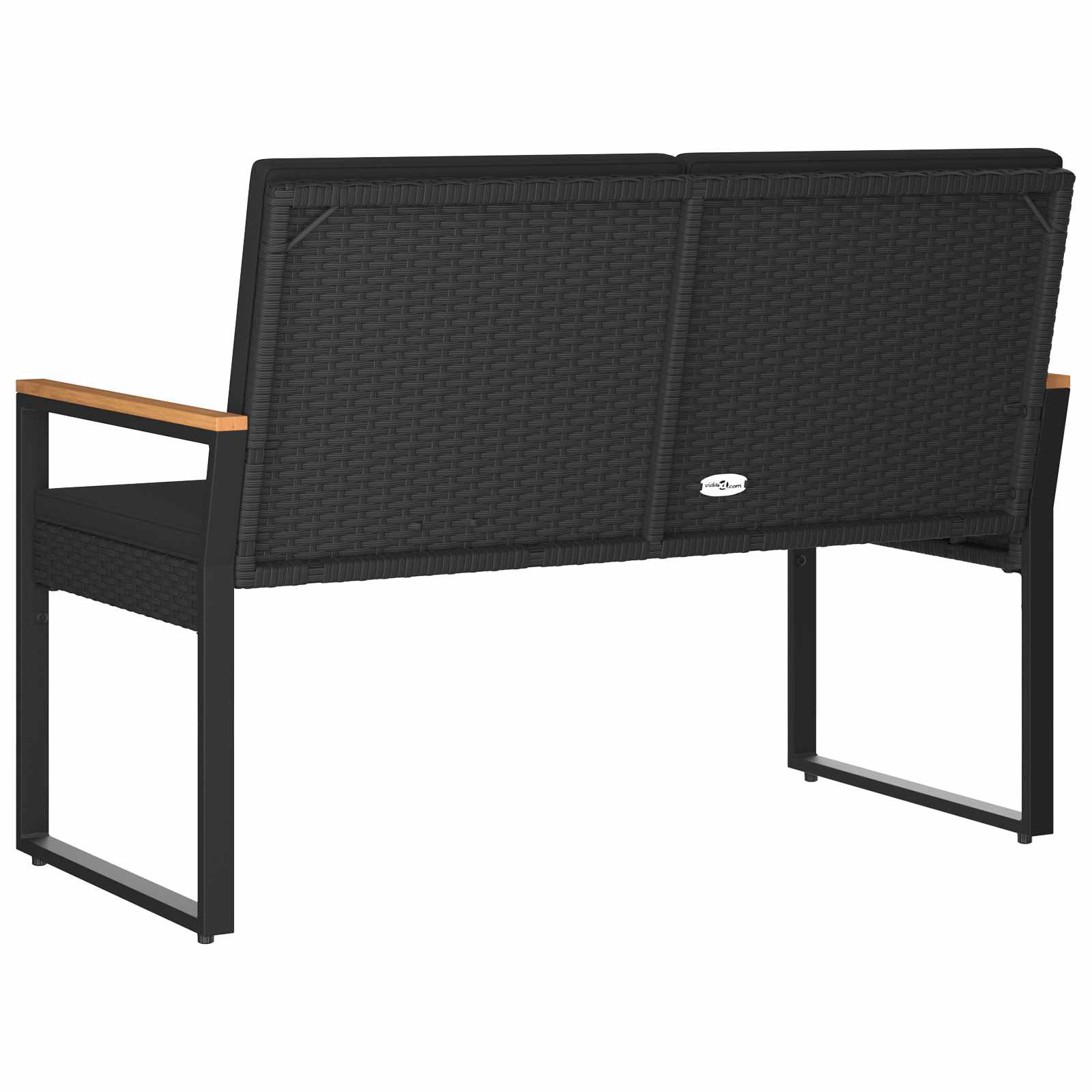Lauko suolas su pagalve Juoda 107 x 61 x 80 cm poliratanas