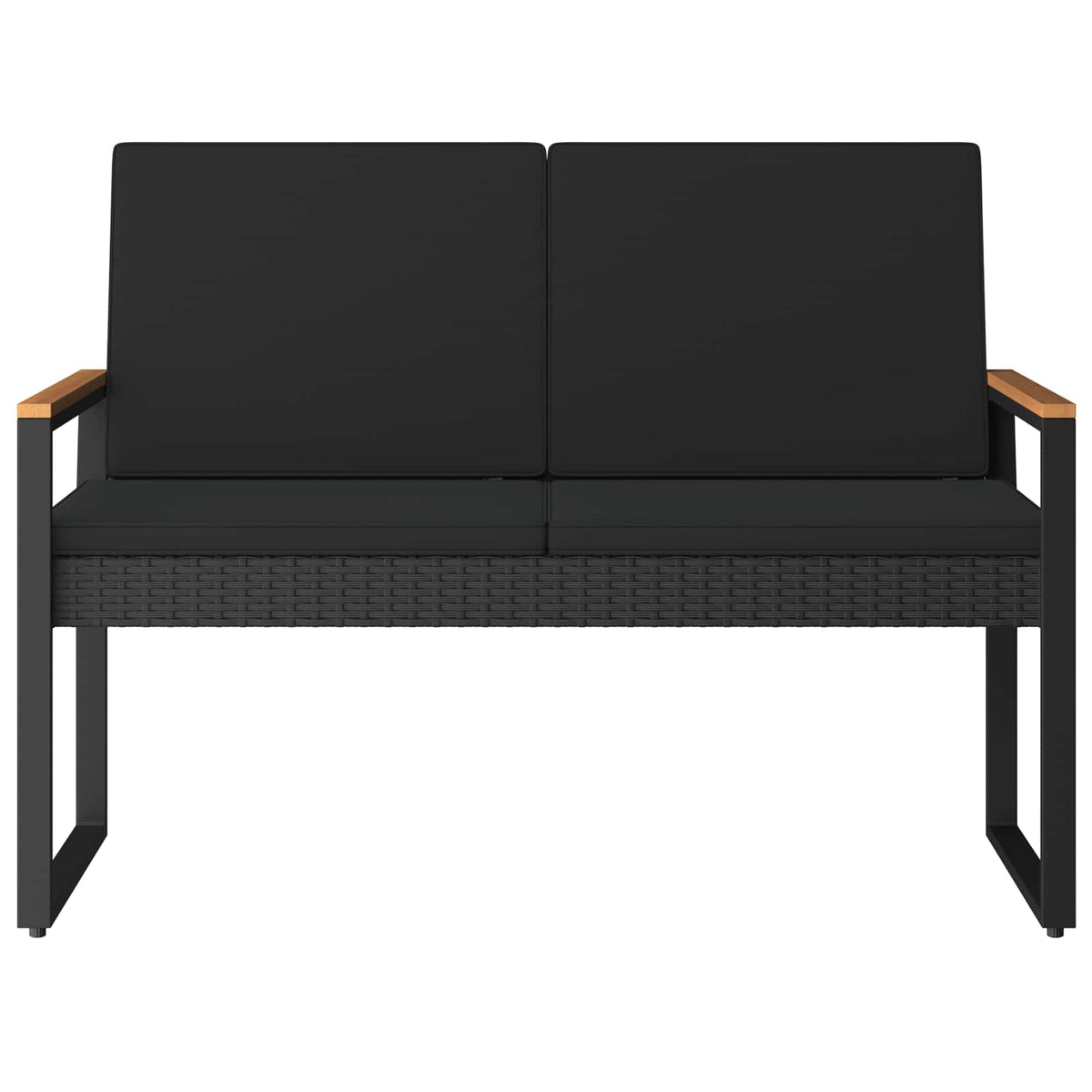 Lauko suolas 2 -Seater 107 x 61 x 80 cm poliratanas Juoda