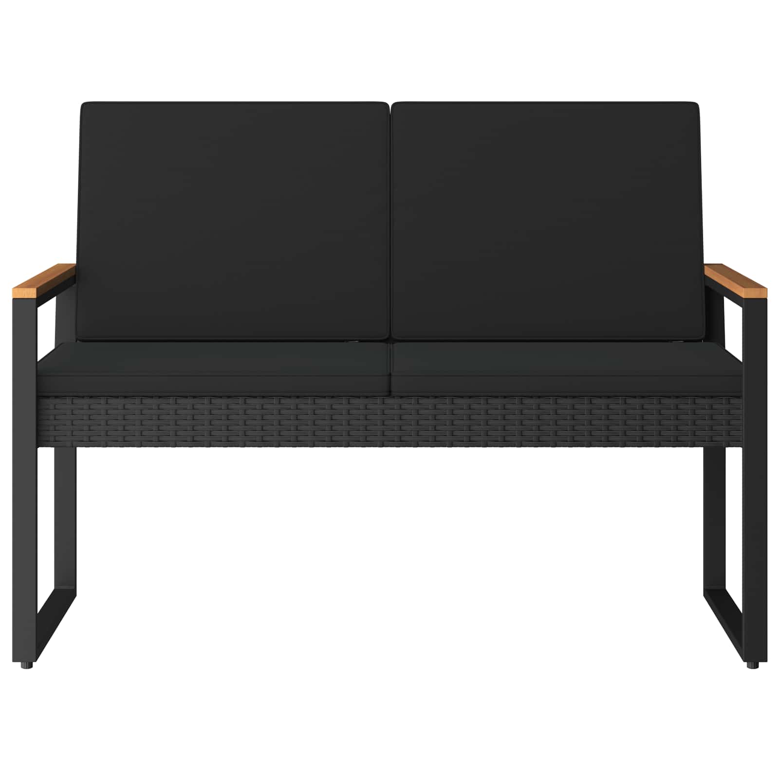 Lauko suolas su pagalve Juoda 107 x 61 x 80 cm poliratanas