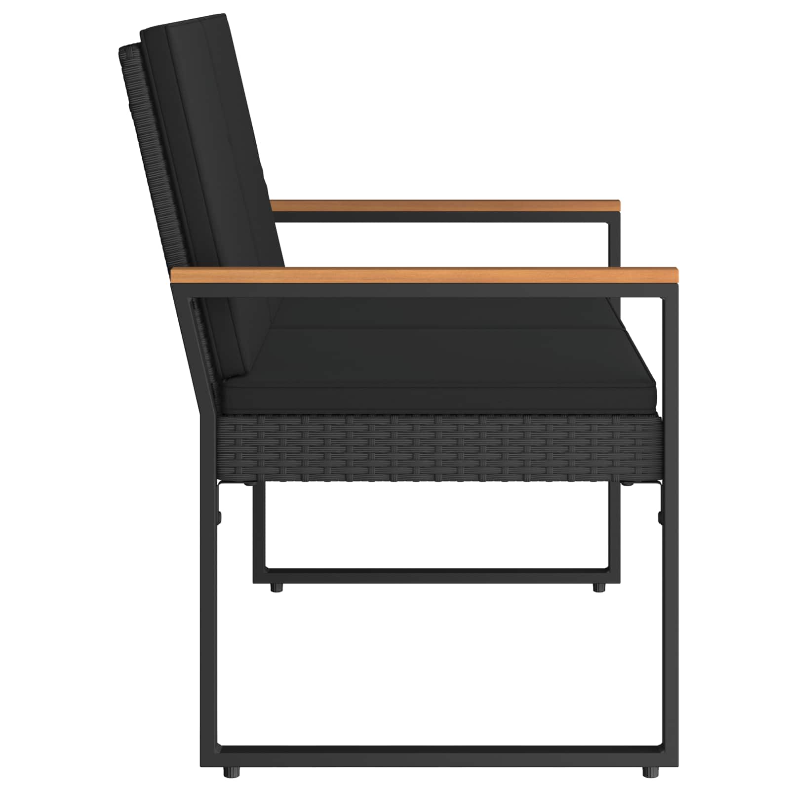 Lauko suolas su pagalve Juoda 107 x 61 x 80 cm poliratanas