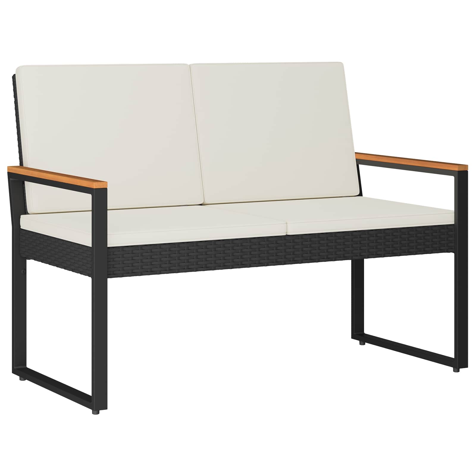 Lauko suolas su pagalve Juoda ir kreminė balta 107 x 61 x 80 cm