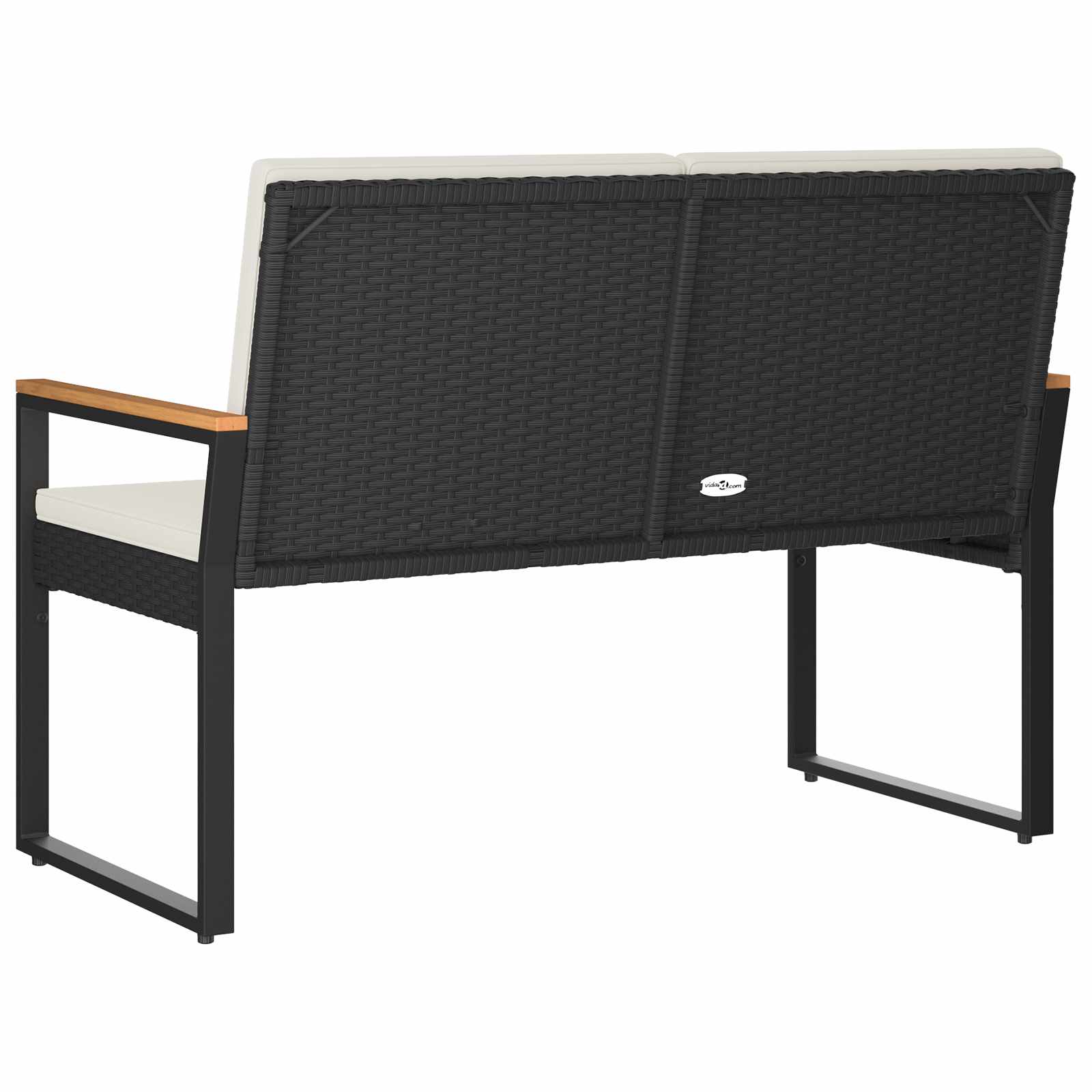 Lauko suolas su pagalve Juoda ir kreminė balta 107 x 61 x 80 cm