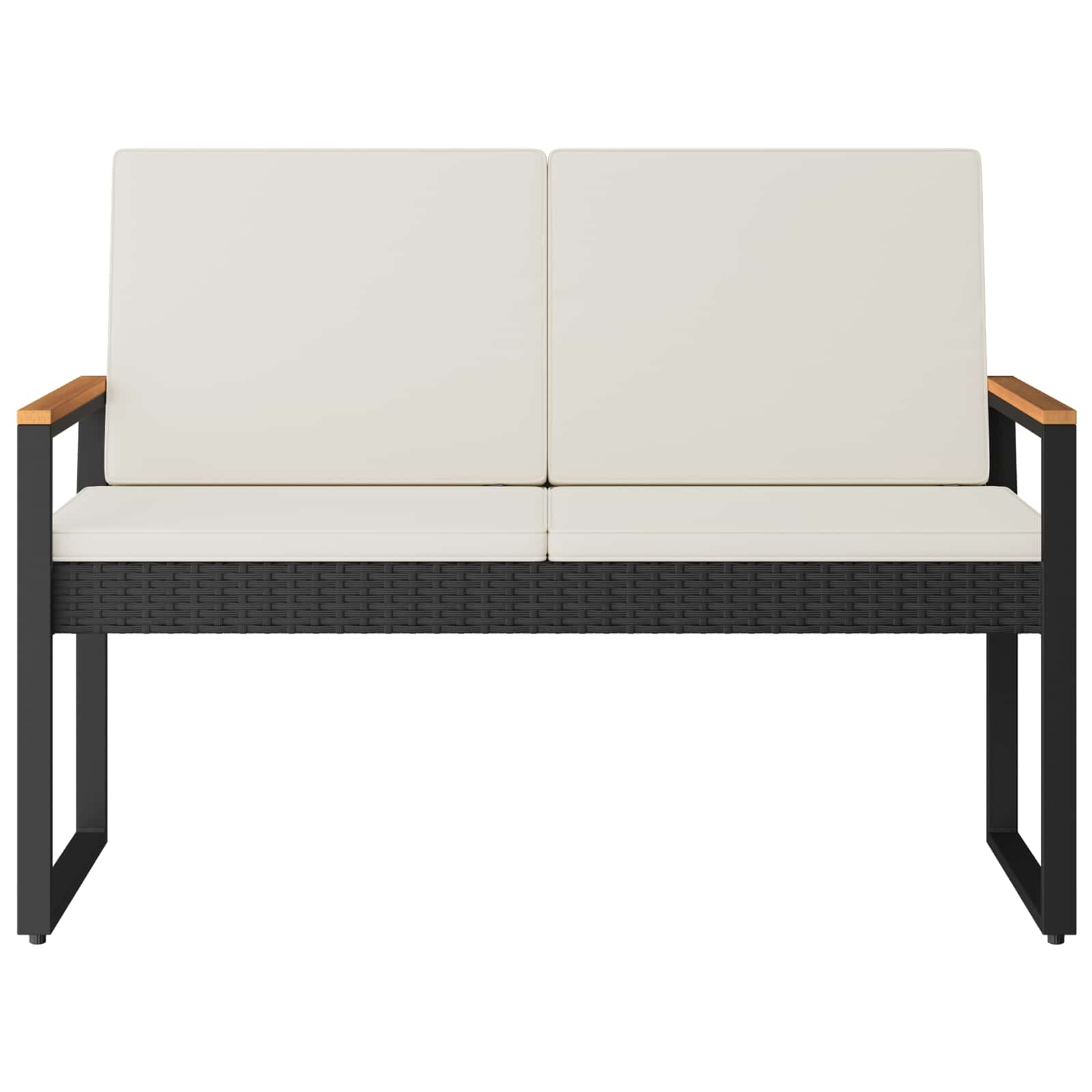 Lauko suolas su pagalve Juoda ir kreminė balta 107 x 61 x 80 cm