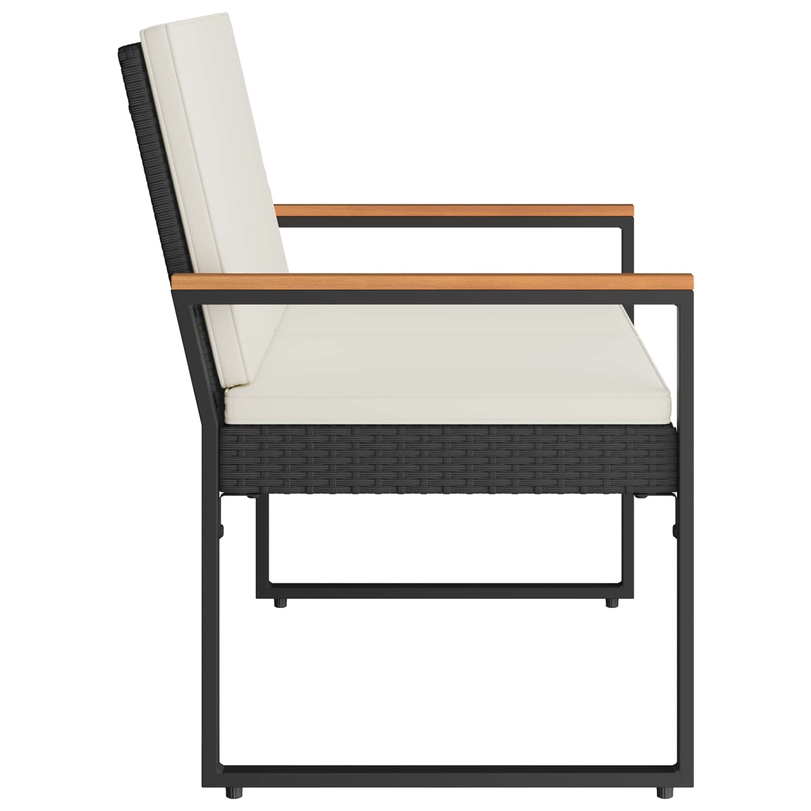 Lauko suolas su pagalve Juoda ir kreminė balta 107 x 61 x 80 cm