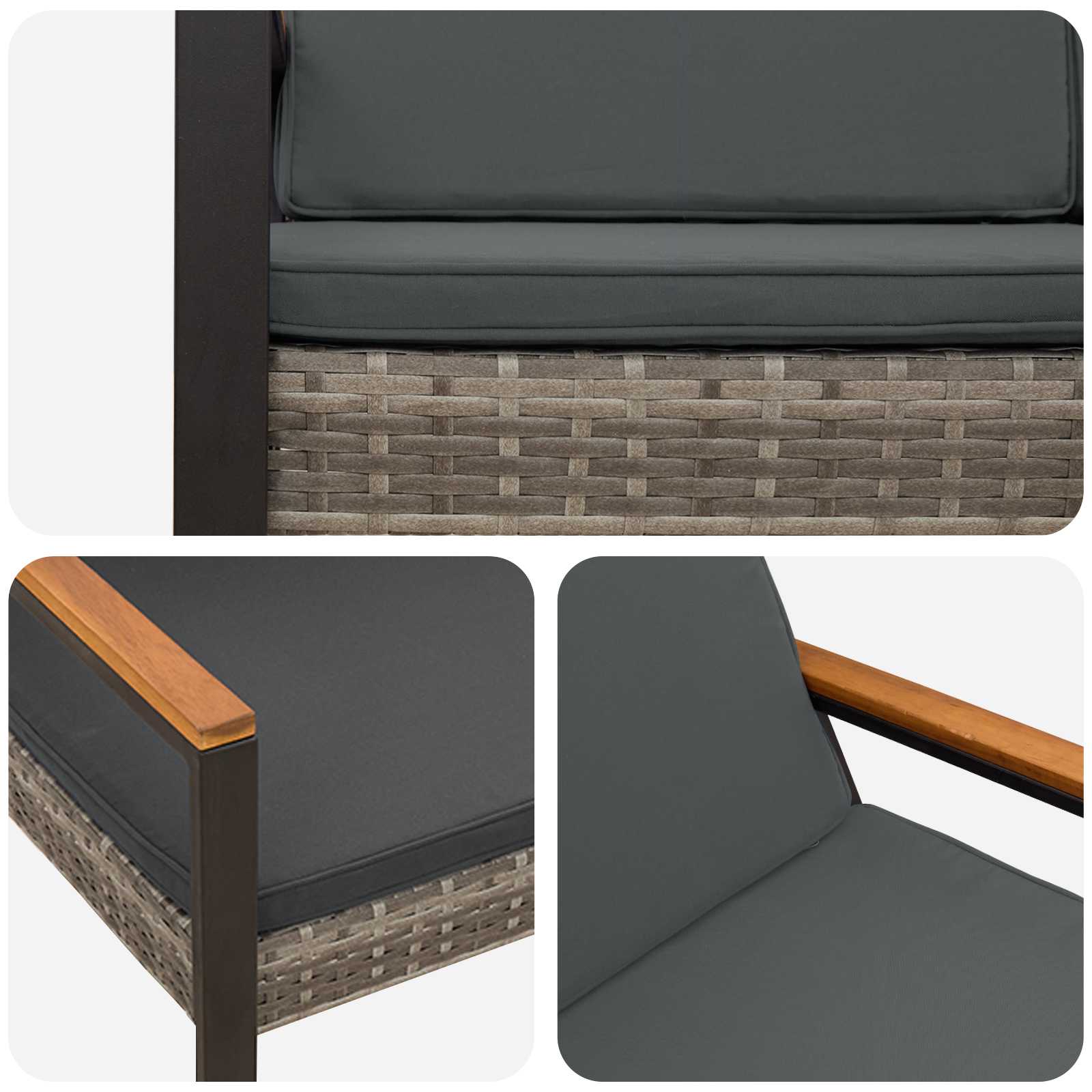 Lauko suolas su pagalve Pilka ir tamsiai pilka 107 x 61 x 80 cm