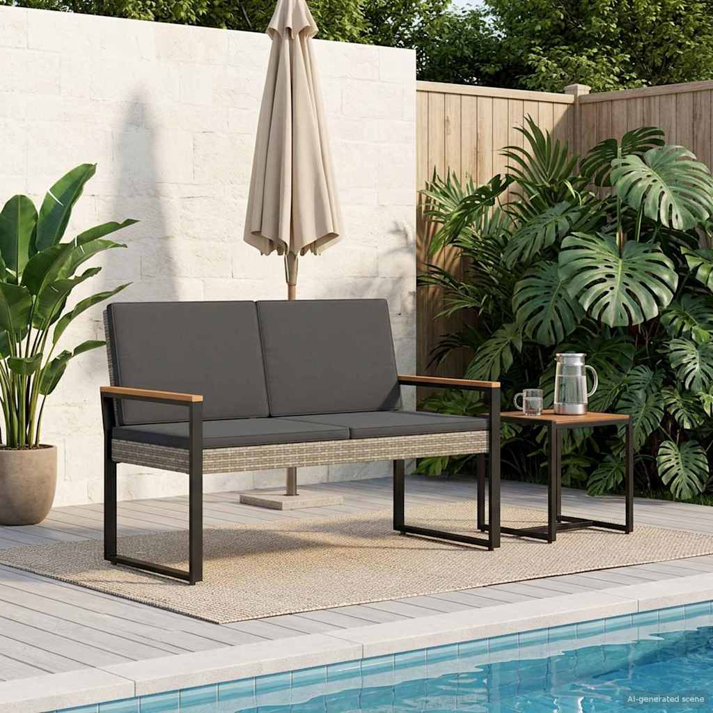 Lauko suolas su pagalve Pilka ir tamsiai pilka 107 x 61 x 80 cm