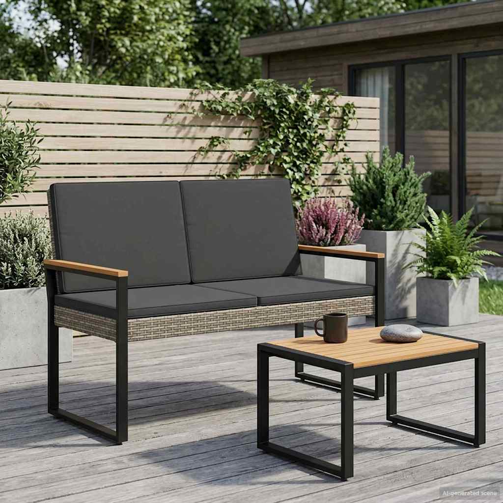 Lauko suolas su pagalve Pilka ir tamsiai pilka 107 x 61 x 80 cm