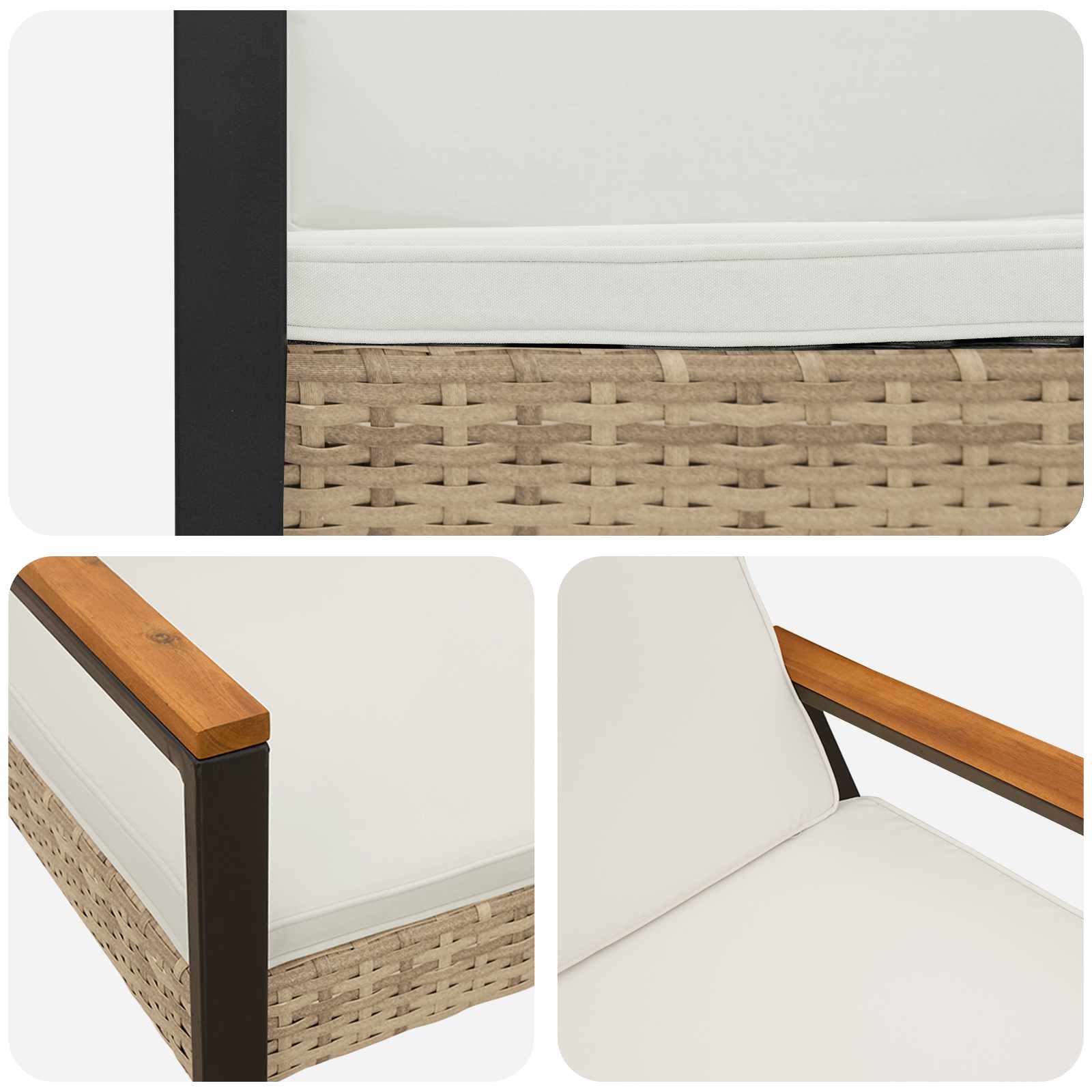 Lauko suolas Bežė ir kreminė balta 107 x 61 x 80 cm poliratanas