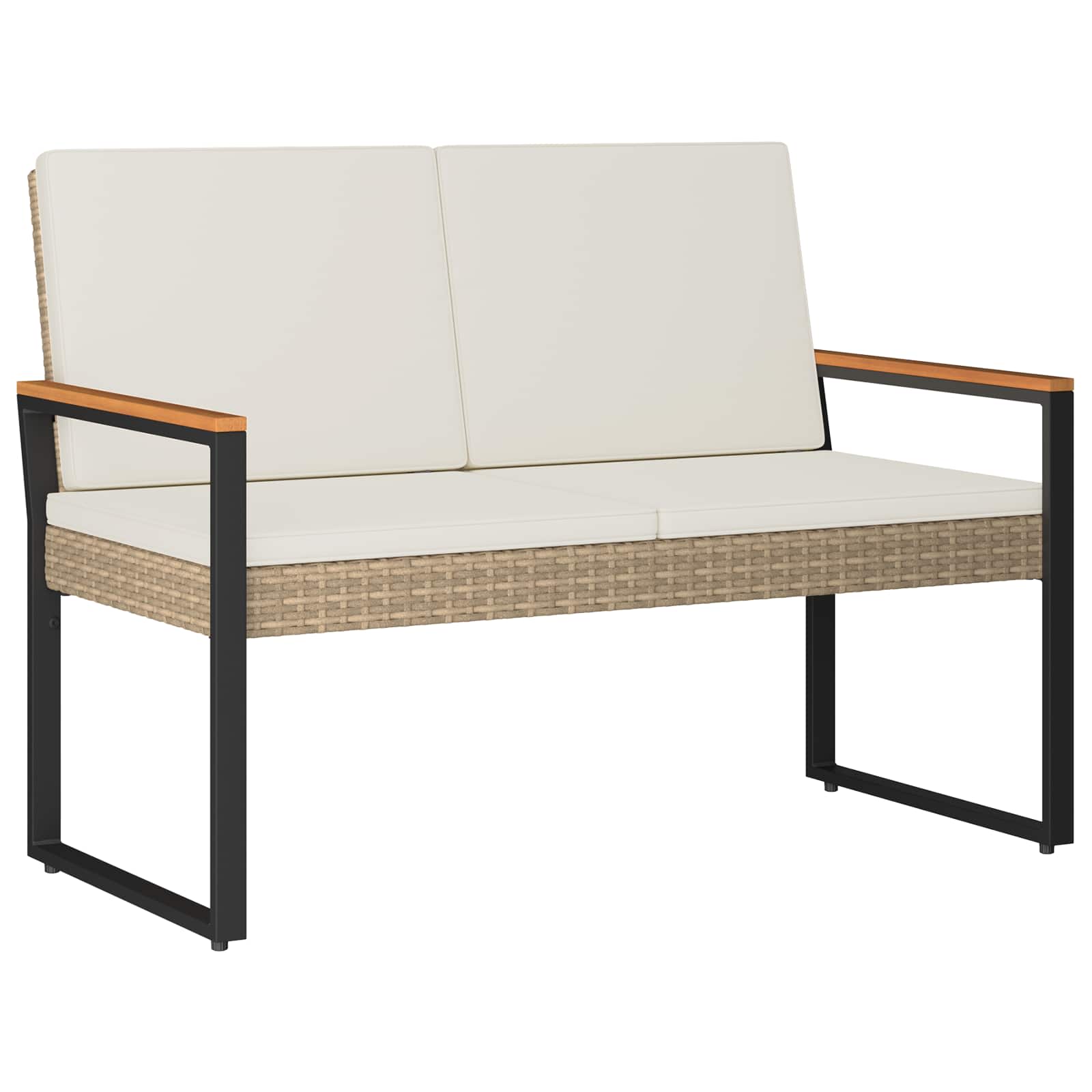 Lauko suolas Bežė ir kreminė balta 107 x 61 x 80 cm poliratanas