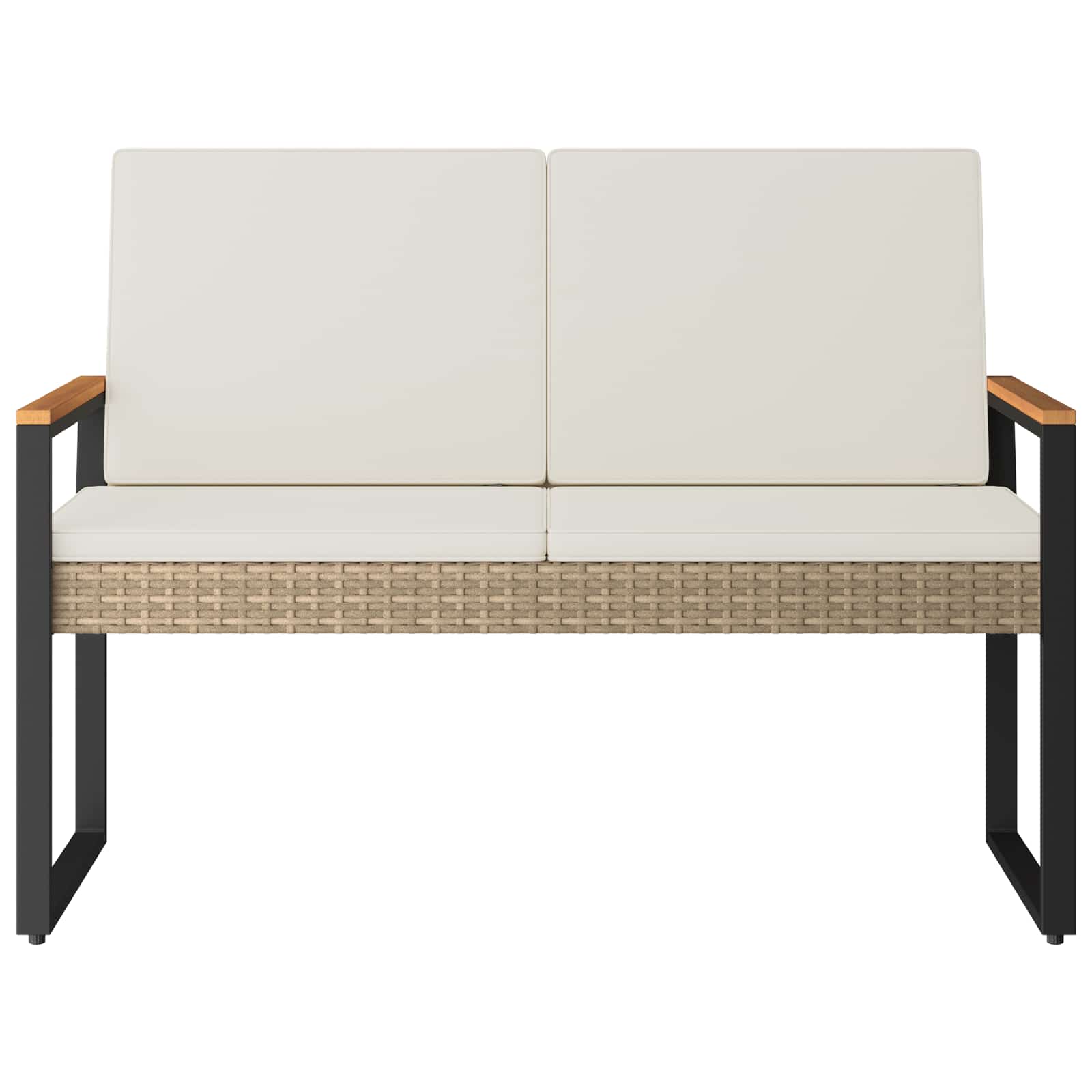 Lauko suolas Bežė ir kreminė balta 107 x 61 x 80 cm poliratanas
