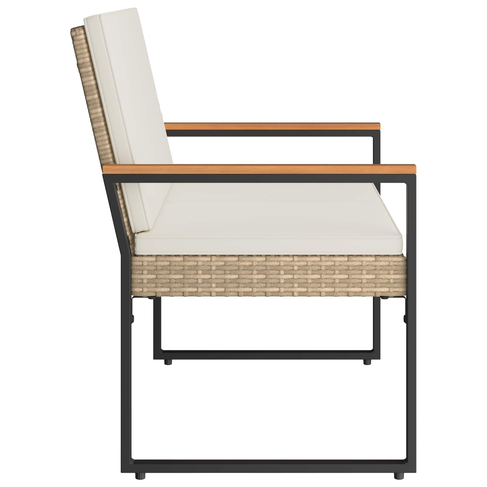 Lauko suolas Bežė ir kreminė balta 107 x 61 x 80 cm poliratanas