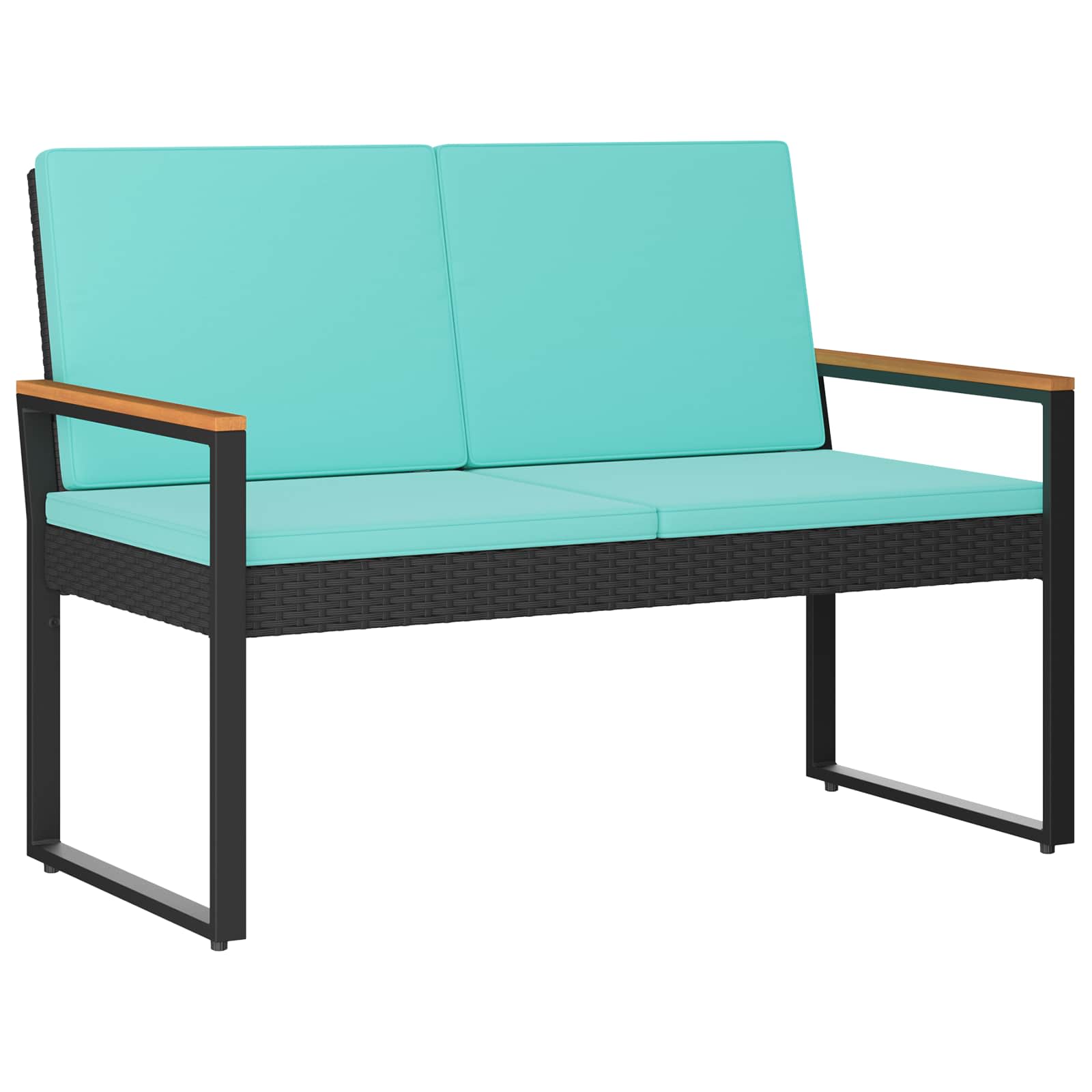 Lauko suolas Juoda ir turkio 107 x 61 x 80 cm poliratanas