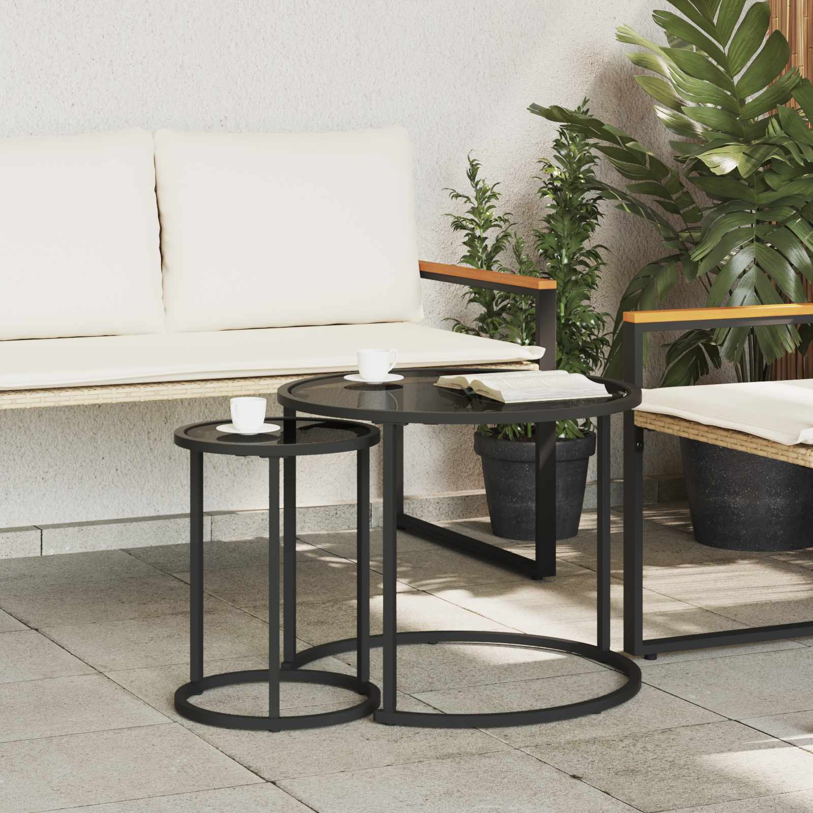 Kavos staliuko komplektas 2 pcs 55 x 55 x 45 cm plienas